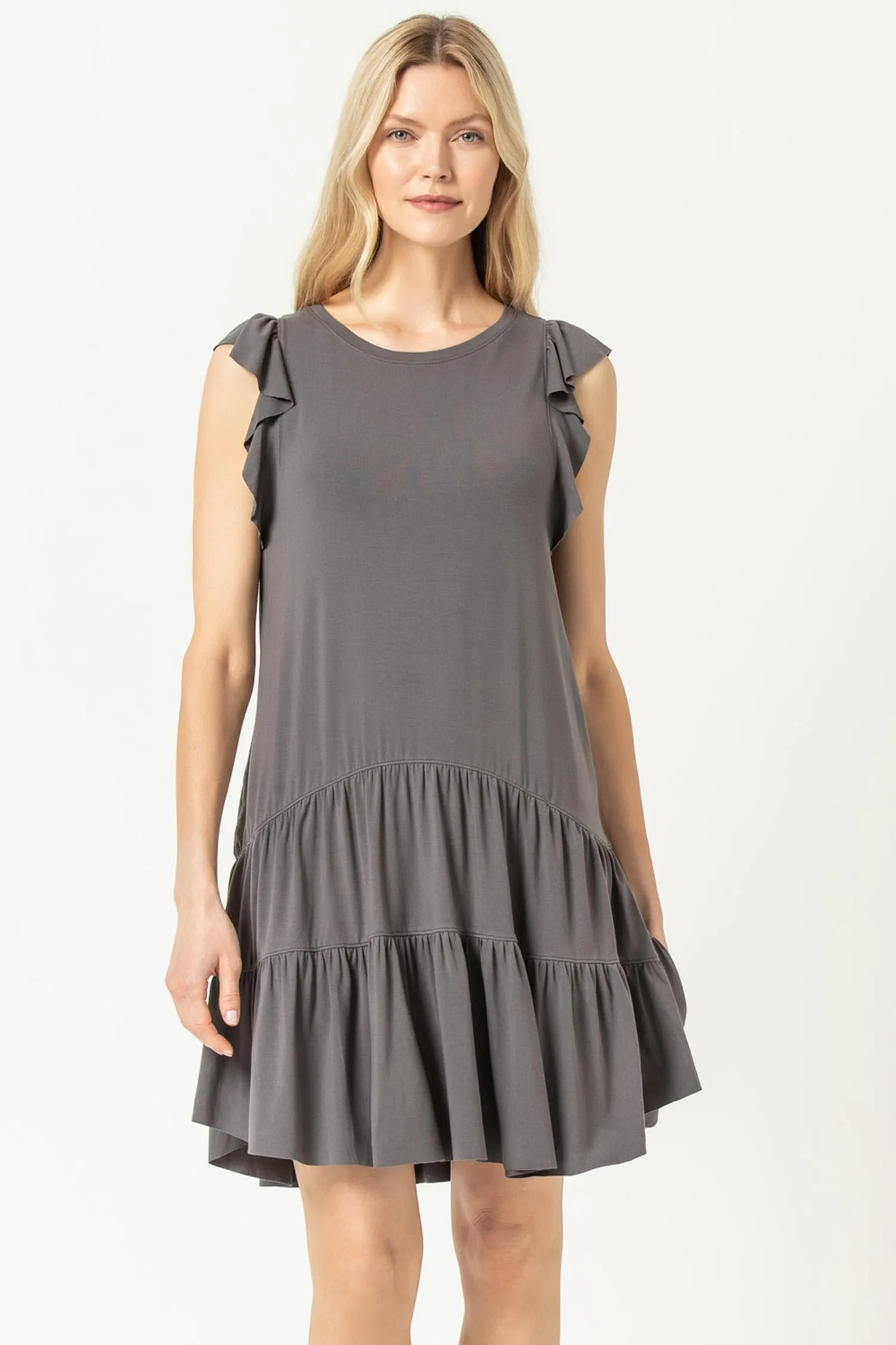 Tiered Peplum Tank Dress sold by Lilla P product image thumbnail 3