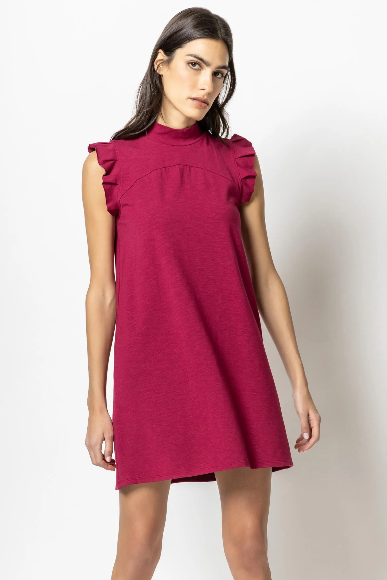Ruffle Sleeve Mock Neck Dress sold by Lilla P product image thumbnail 2