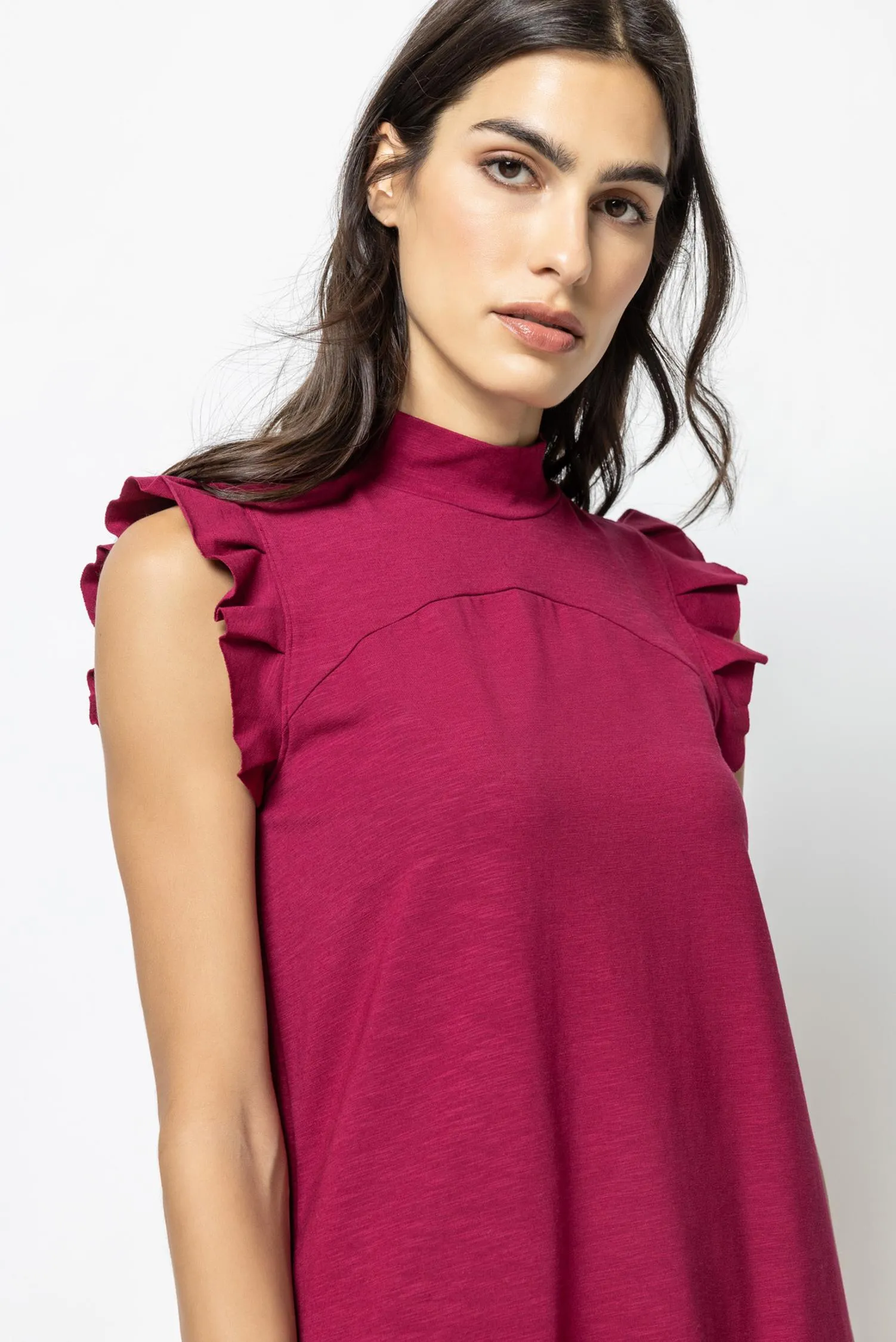 Ruffle Sleeve Mock Neck Dress sold by Lilla P product image thumbnail 3