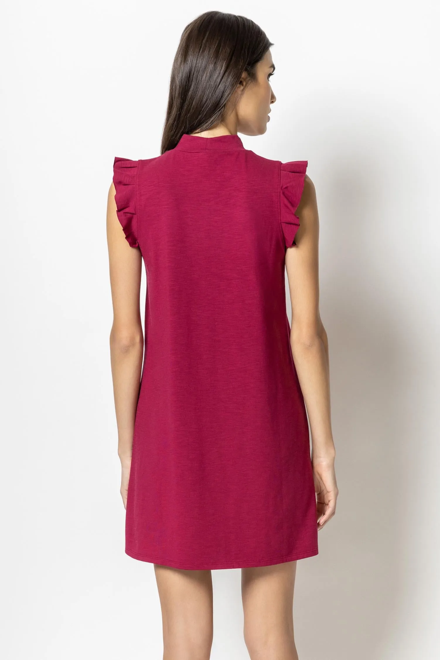 Ruffle Sleeve Mock Neck Dress sold by Lilla P product image thumbnail 4
