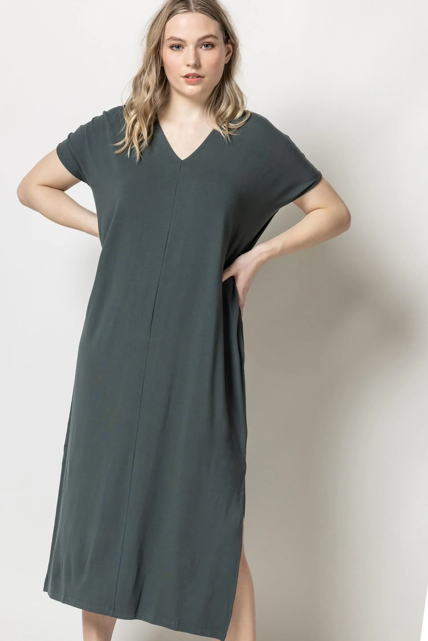 Double V-Neck Maxi Dress sold by Lilla P product image thumbnail 5