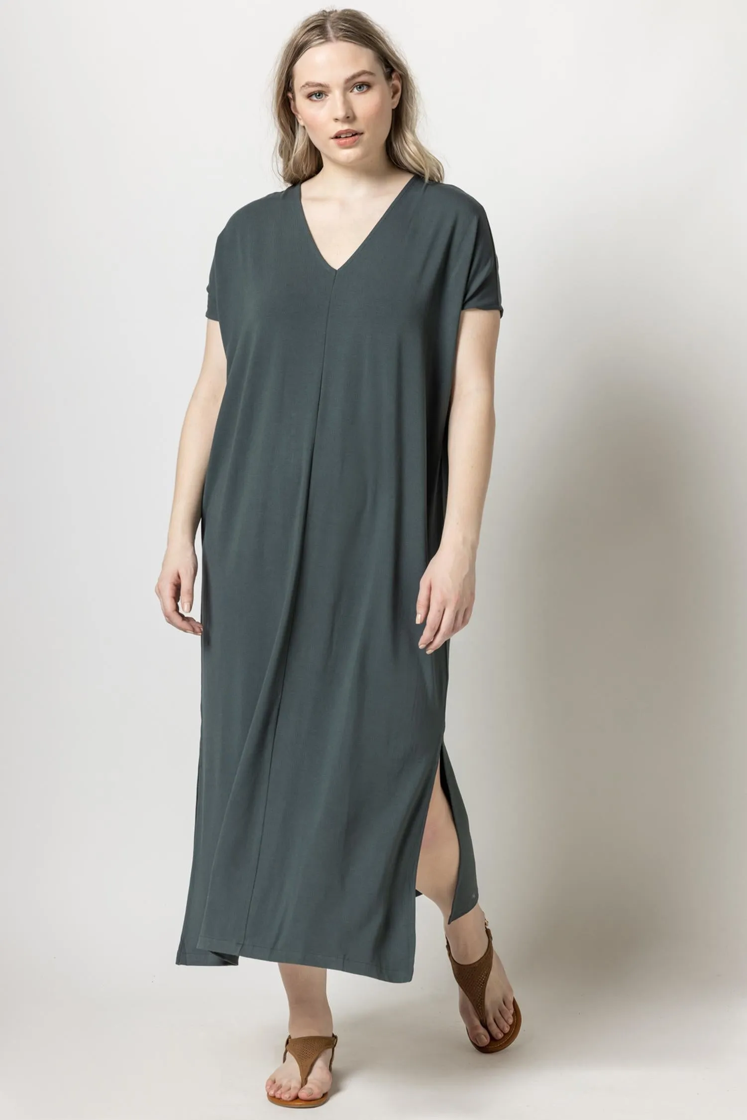 Double V-Neck Maxi Dress sold by Lilla P product image thumbnail 3