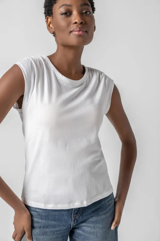 Shirred Shoulder Tee made by Lilla P