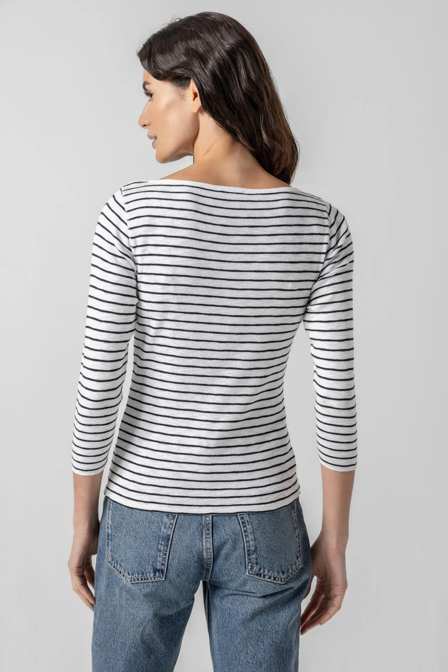 Striped 3/4 Sleeve Boatneck sold by Lilla P product image thumbnail 4