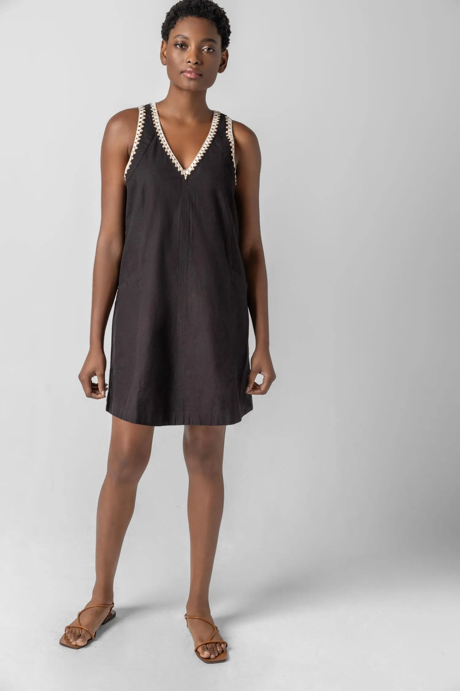 Crochet Trim V-Neck Dress sold by Lilla P product image thumbnail 2