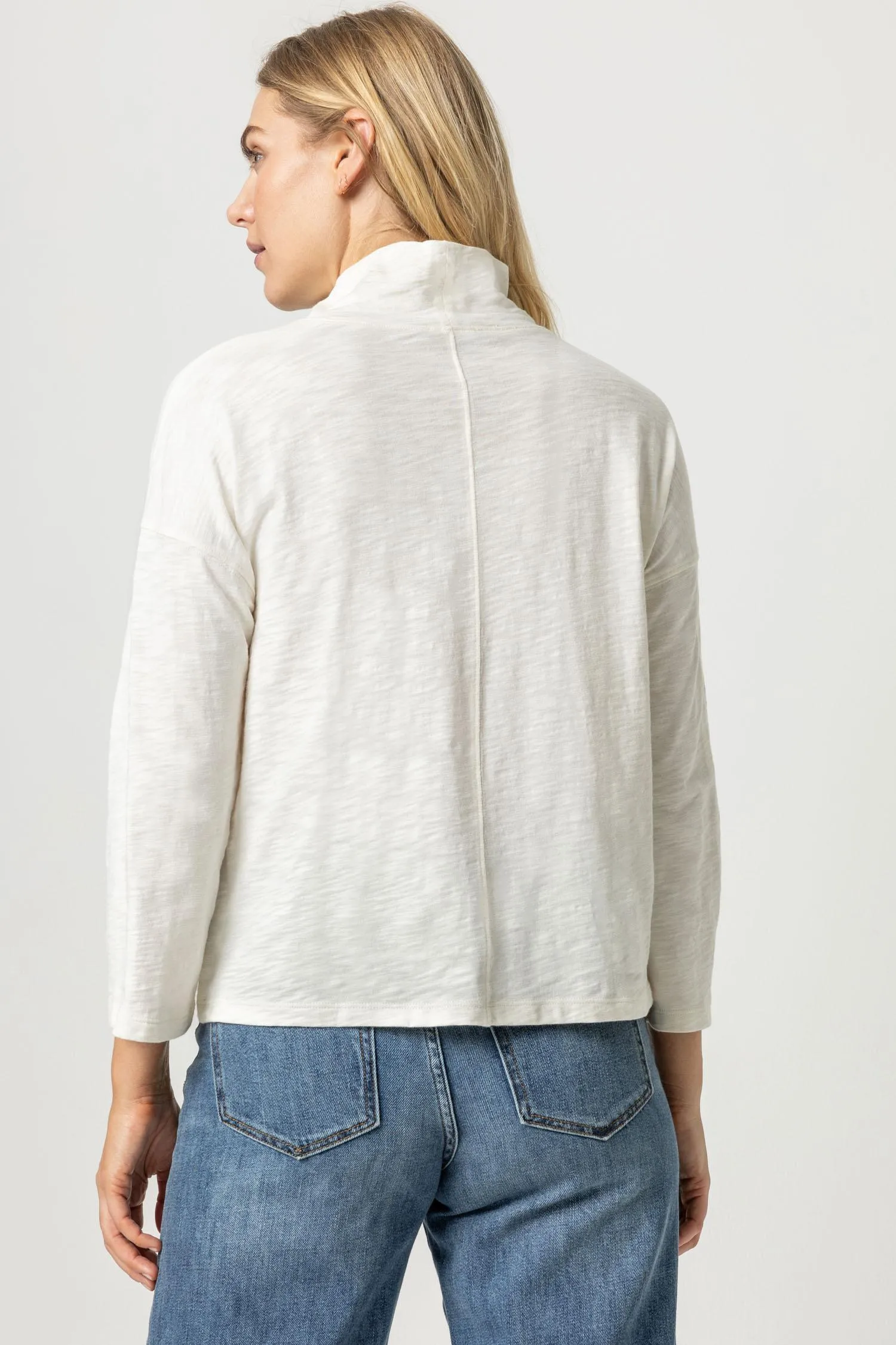 3/4 Sleeve Boxy Mock Neck sold by Lilla P product image thumbnail 3