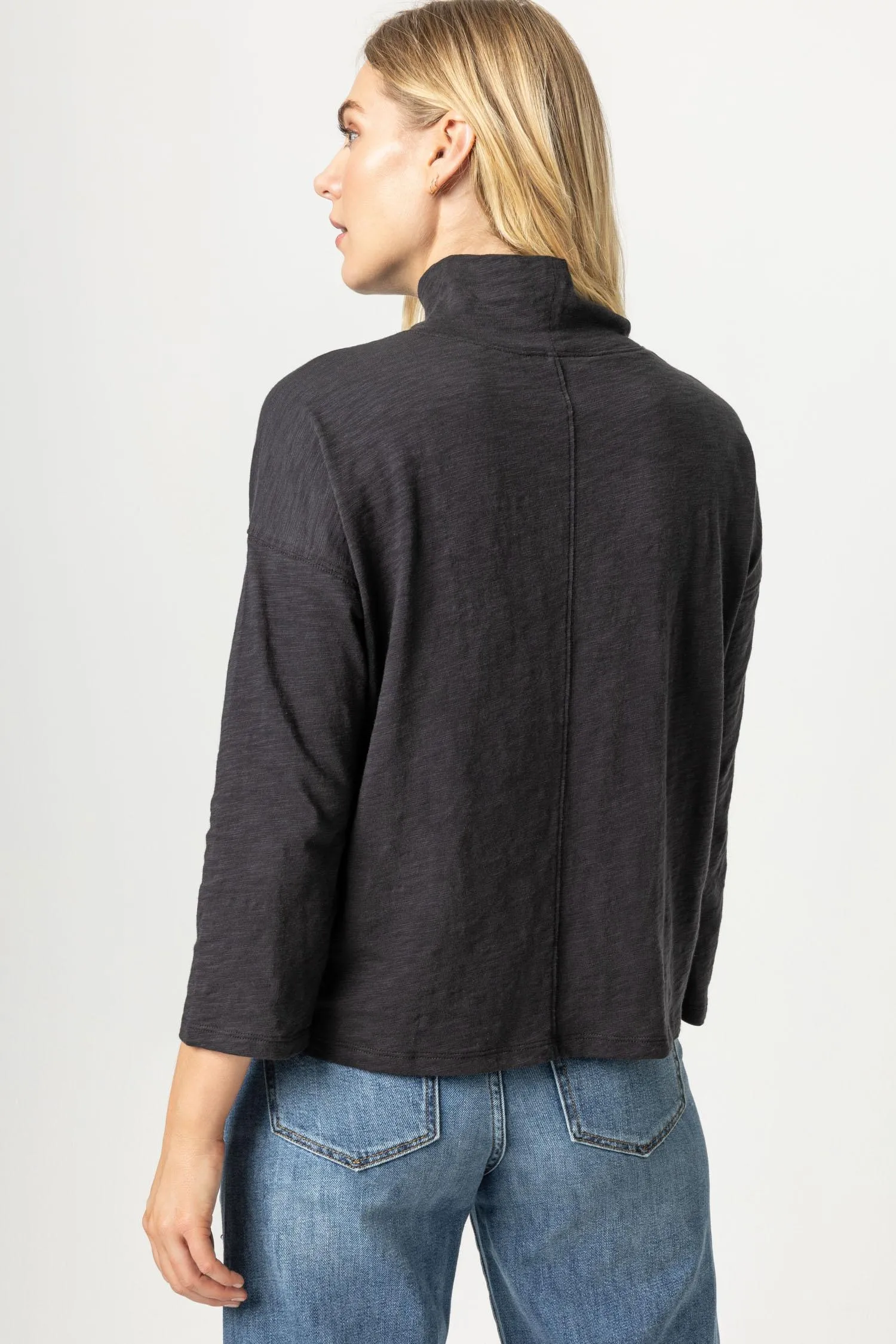 3/4 Sleeve Boxy Mock Neck sold by Lilla P product image thumbnail 5