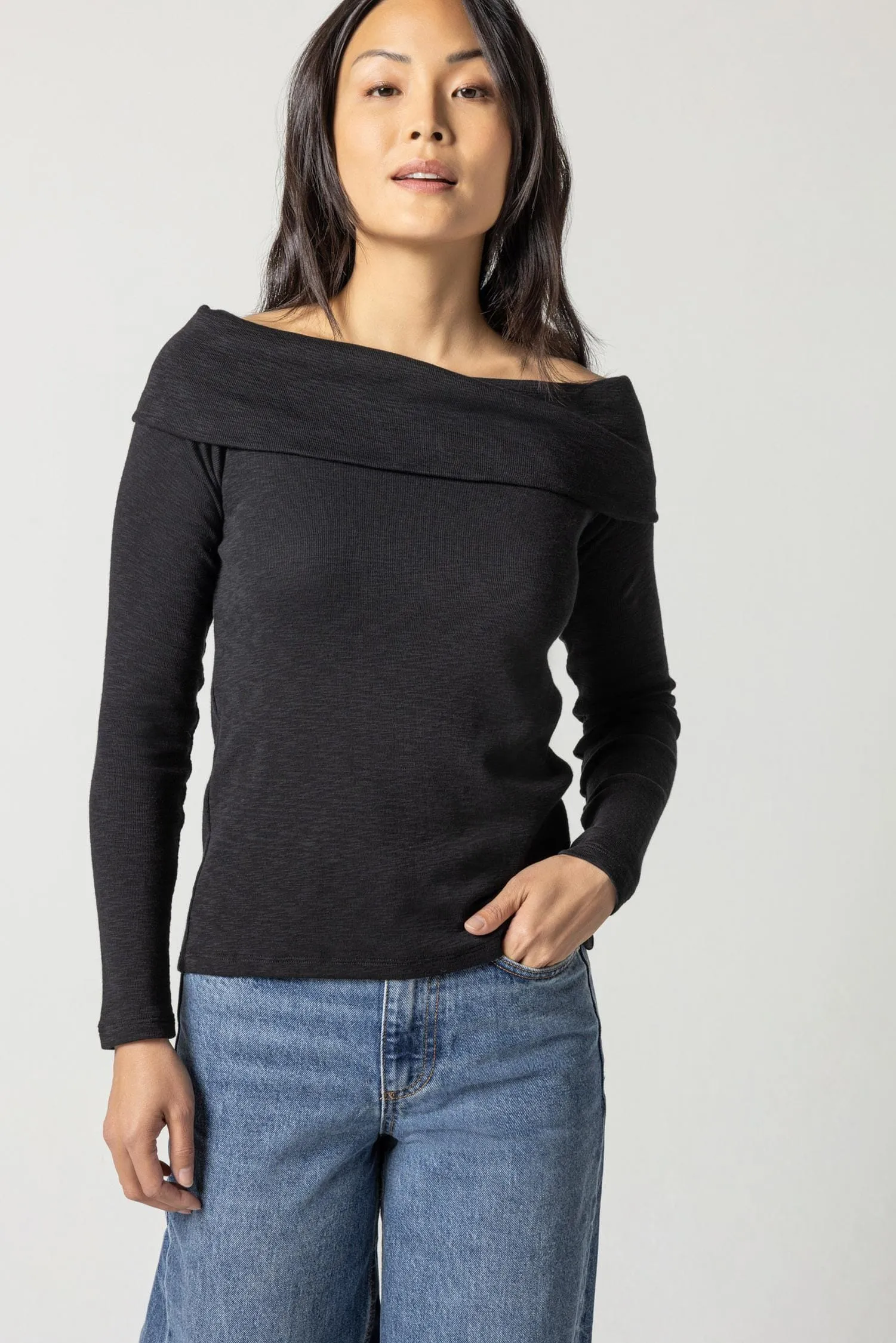 Long Sleeve Off the Shoulder Top sold by Lilla P product image thumbnail 5