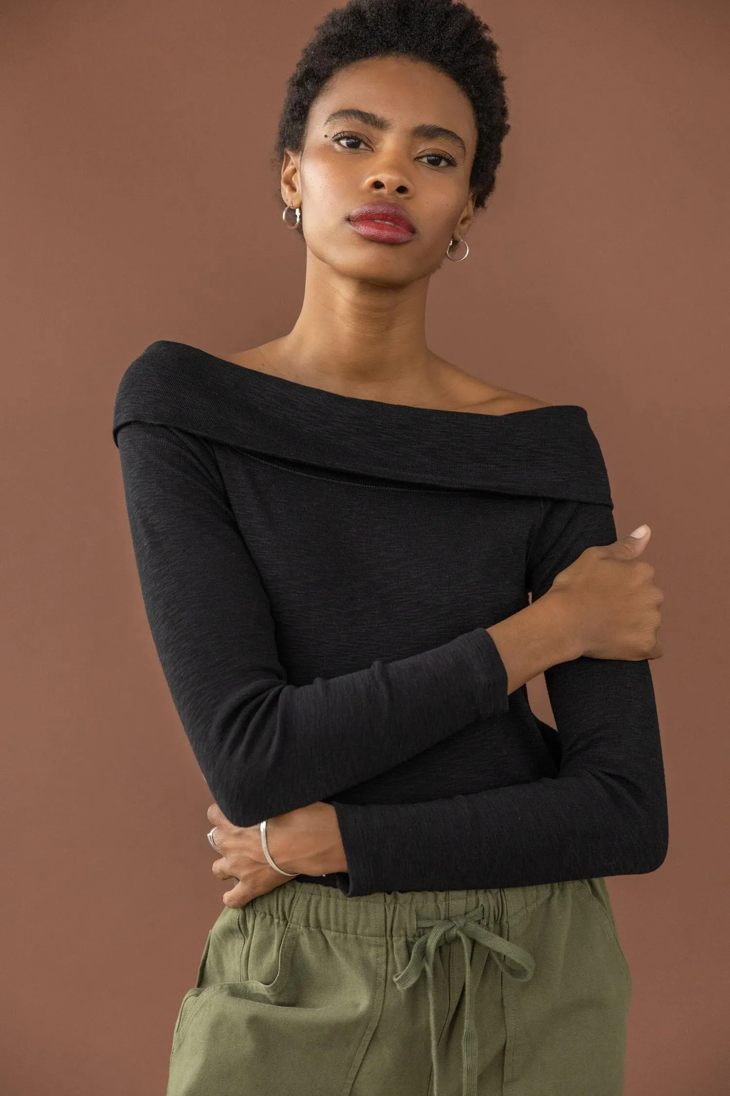 Long Sleeve Off the Shoulder Top sold by Lilla P product image thumbnail 4