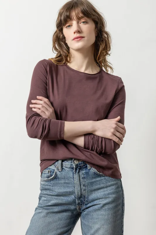 Long Sleeve Rolled Edge Crew Neck sold by Lilla P