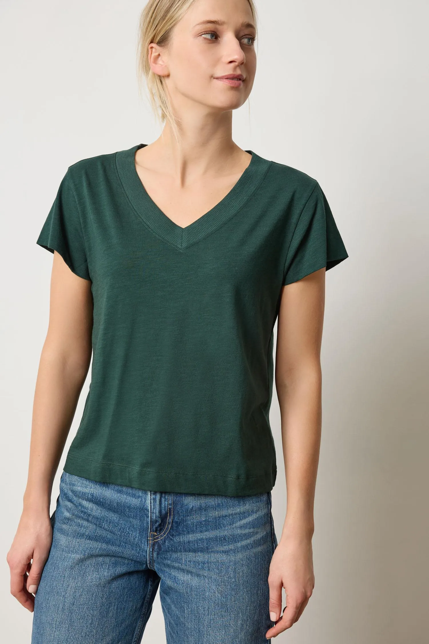 Relaxed Short Sleeve V-Neck Tee sold by Lilla P product image thumbnail 5