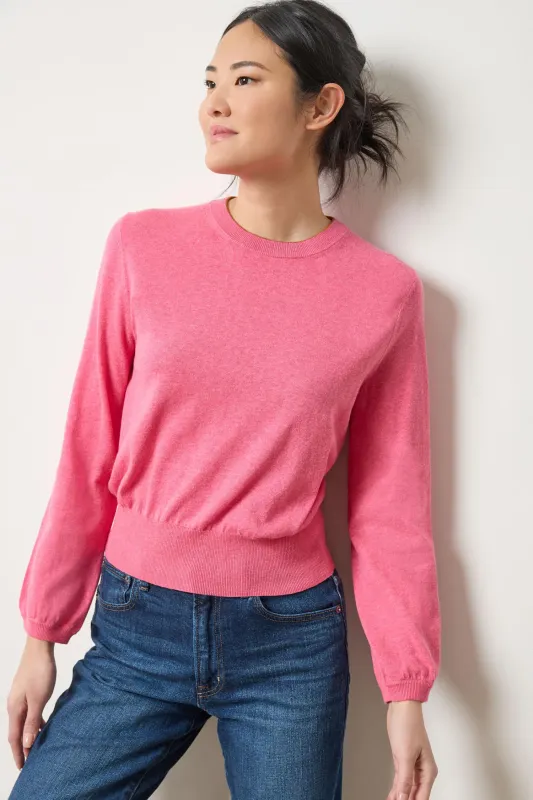 Shirred Sleeve Crewneck Sweater made by Lilla P