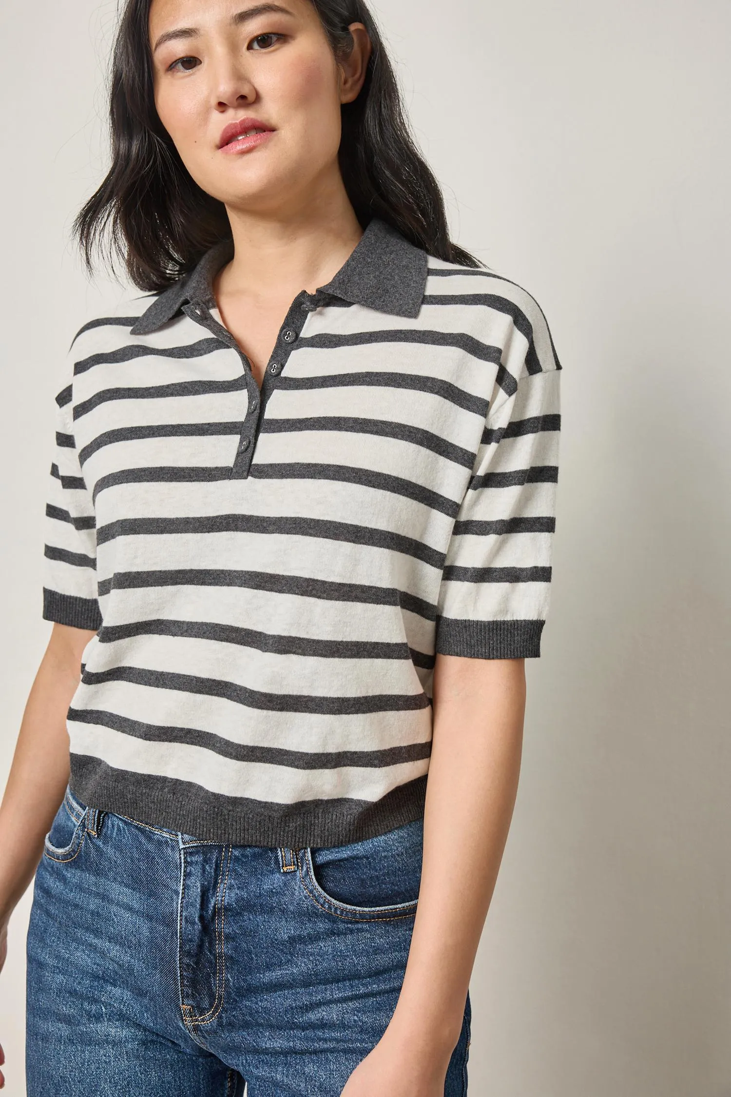 Drop Shoulder Polo Neck Sweater sold by Lilla P