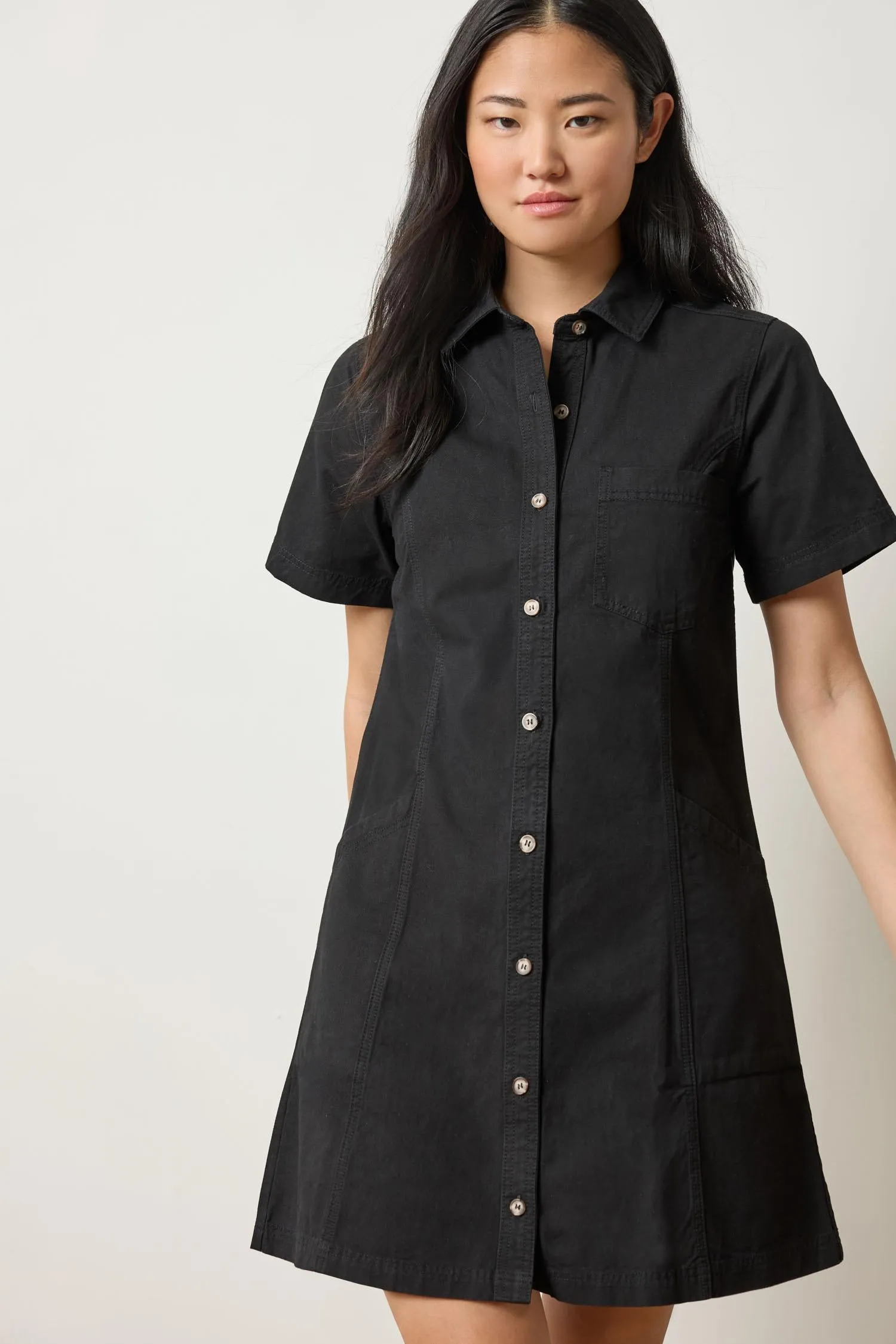 Twill Paneled Shirt Dress sold by Lilla P product image thumbnail 4