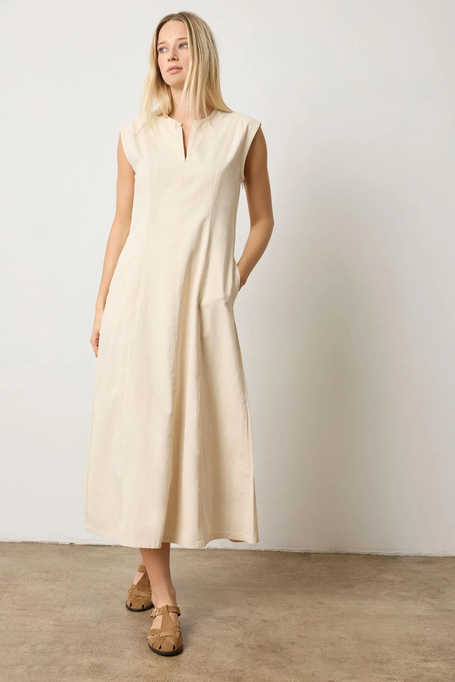 Twill Princess Seam Maxi Dress sold by Lilla P product image thumbnail 4