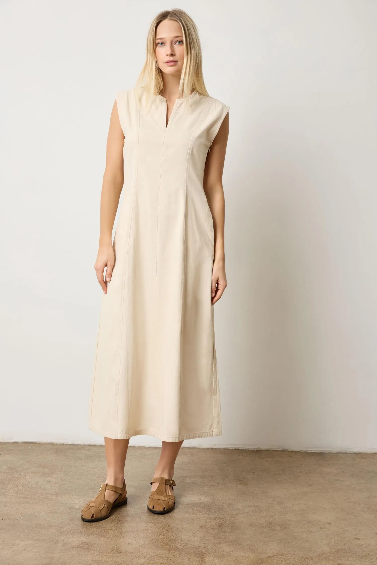 Twill Princess Seam Maxi Dress sold by Lilla P product image thumbnail 3