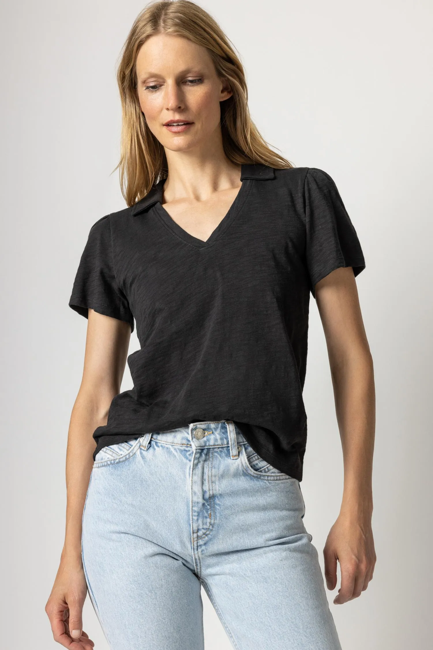 Short Sleeve V-Neck Polo sold by Lilla P product image thumbnail 4