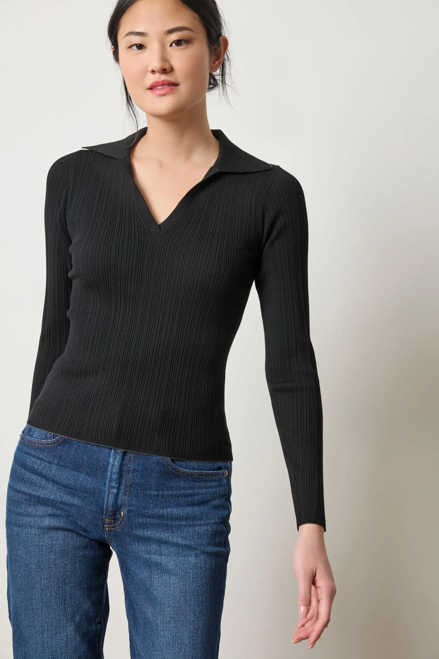 Long Sleeve Rib Henley Sweater sold by Lilla P product image thumbnail 4