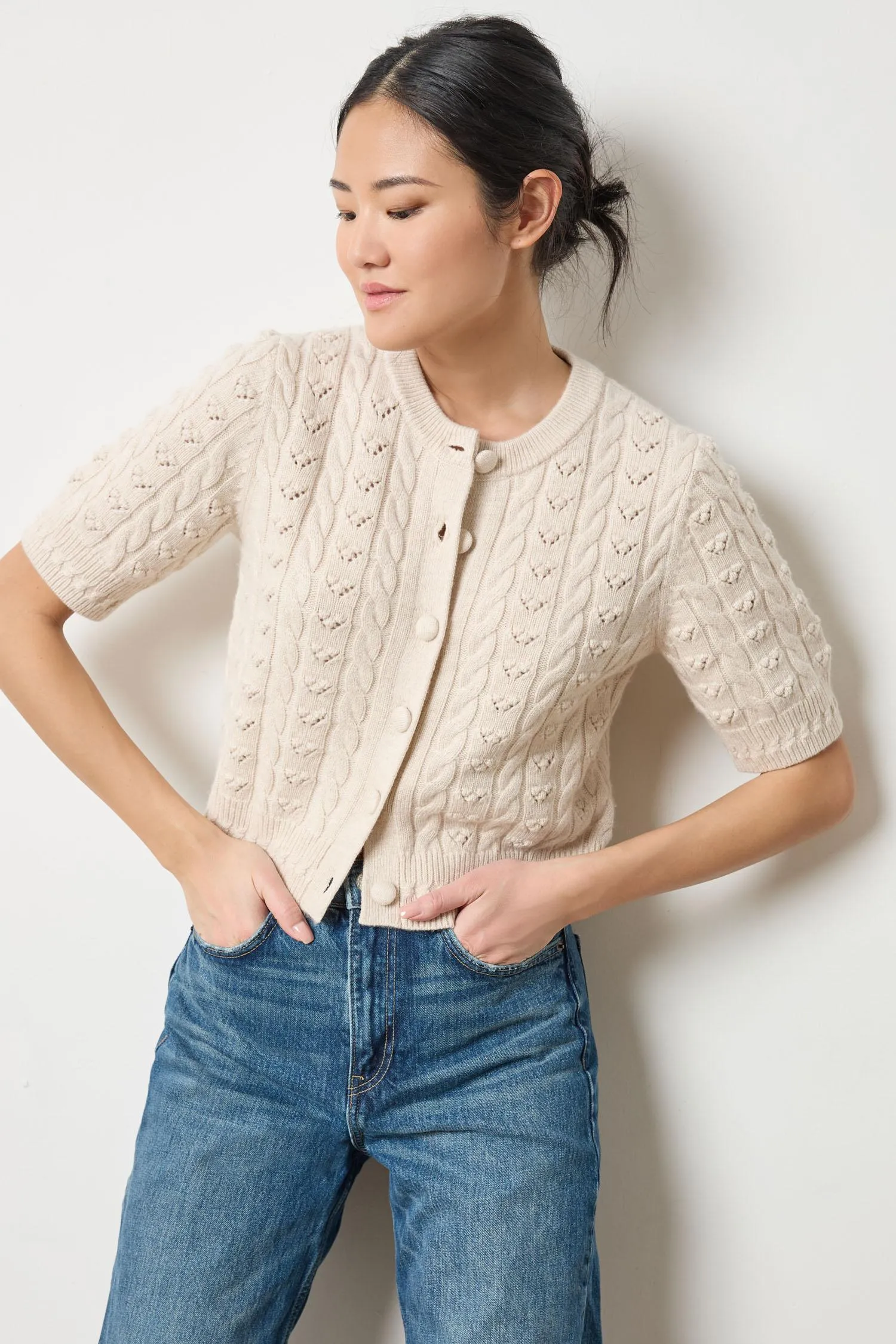 Short Sleeve Cardigan Sweater sold by Lilla P product image thumbnail 5