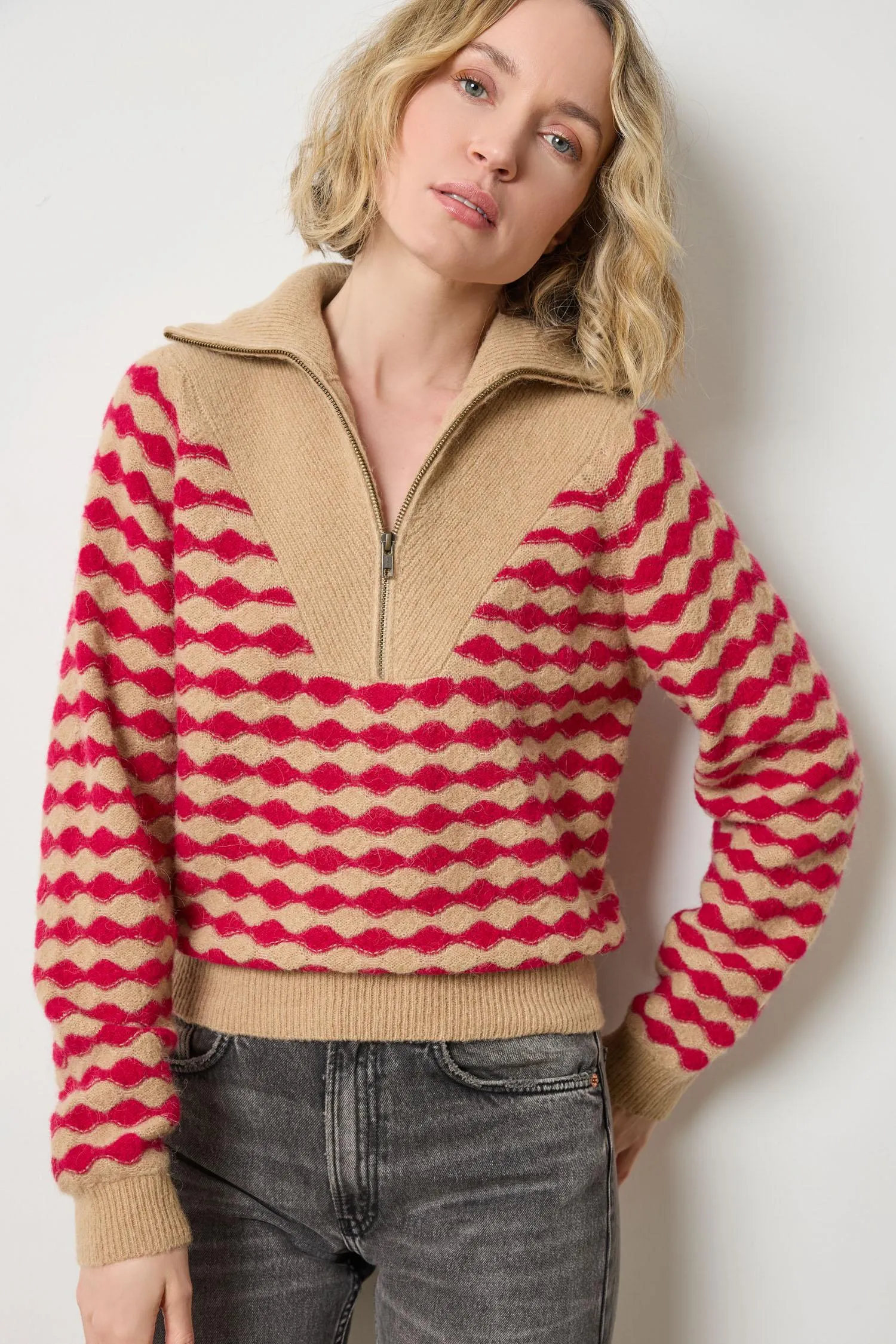 Mixed Stitch Half Zip sold by Lilla P product image thumbnail 4