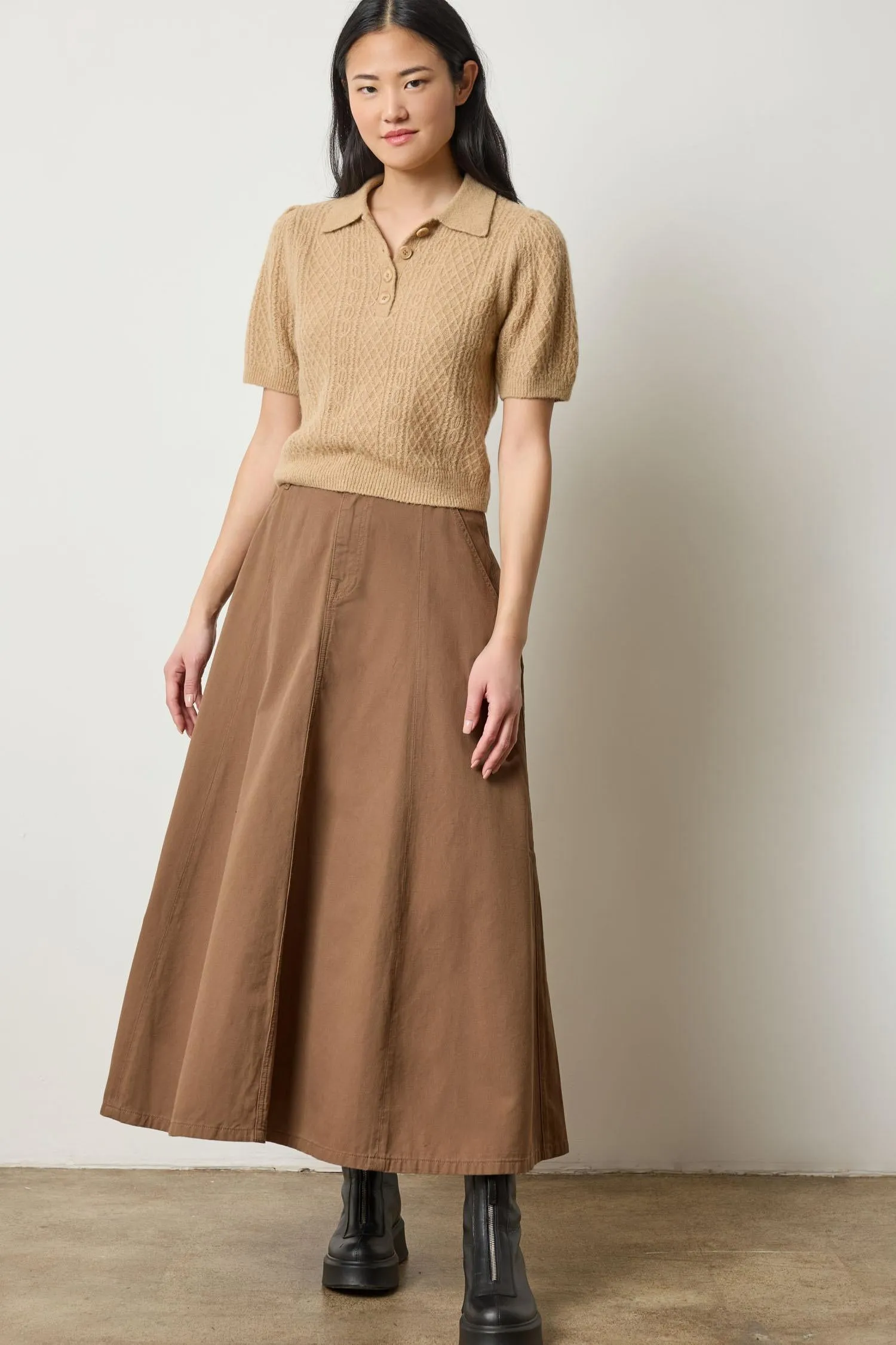 Mixed Stitch Elbow Sleeve Polo sold by Lilla P