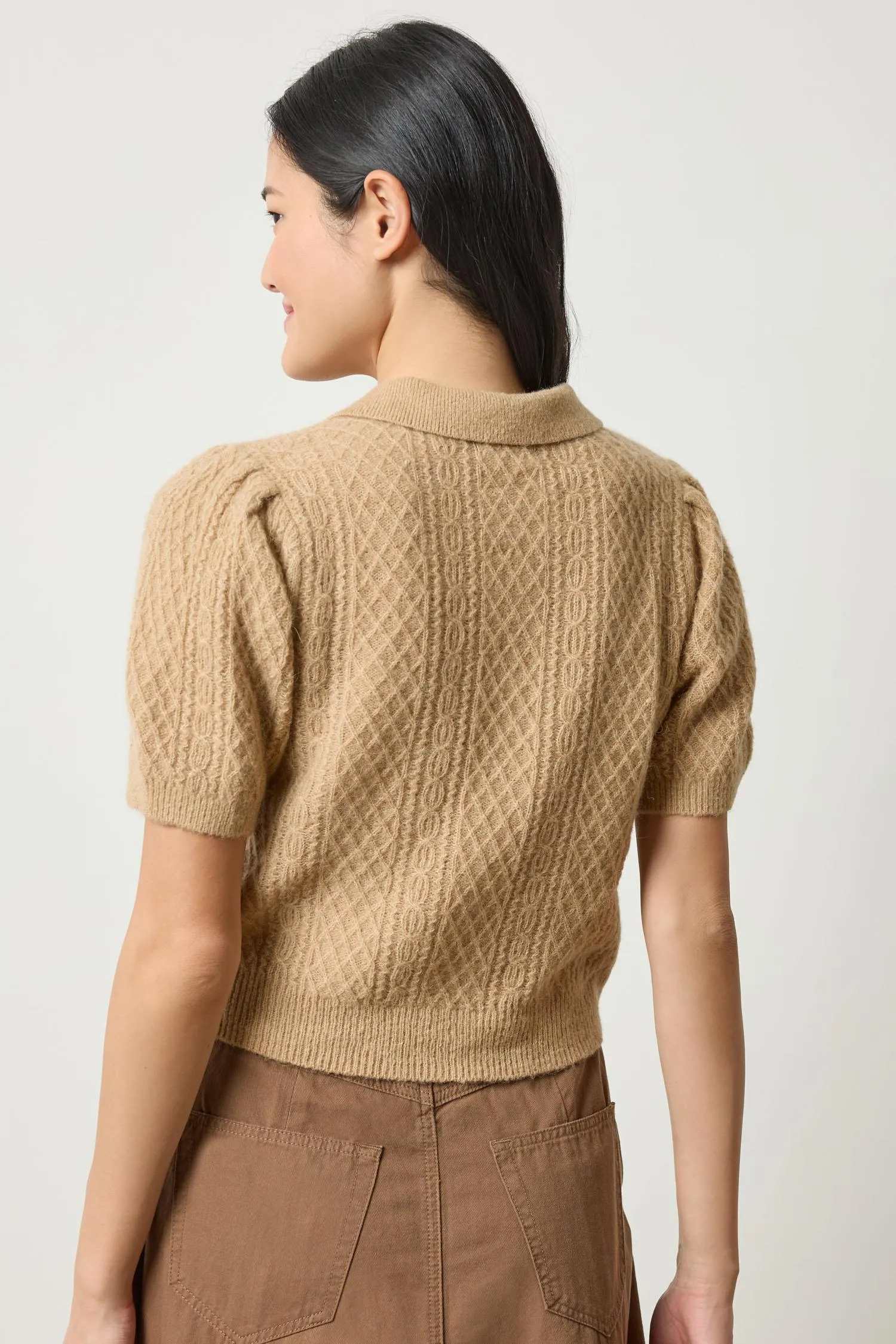 Mixed Stitch Elbow Sleeve Polo sold by Lilla P product image thumbnail 2