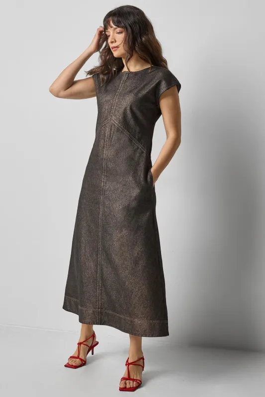 Metallic Seamed Maxi Dress sold by Lilla P
