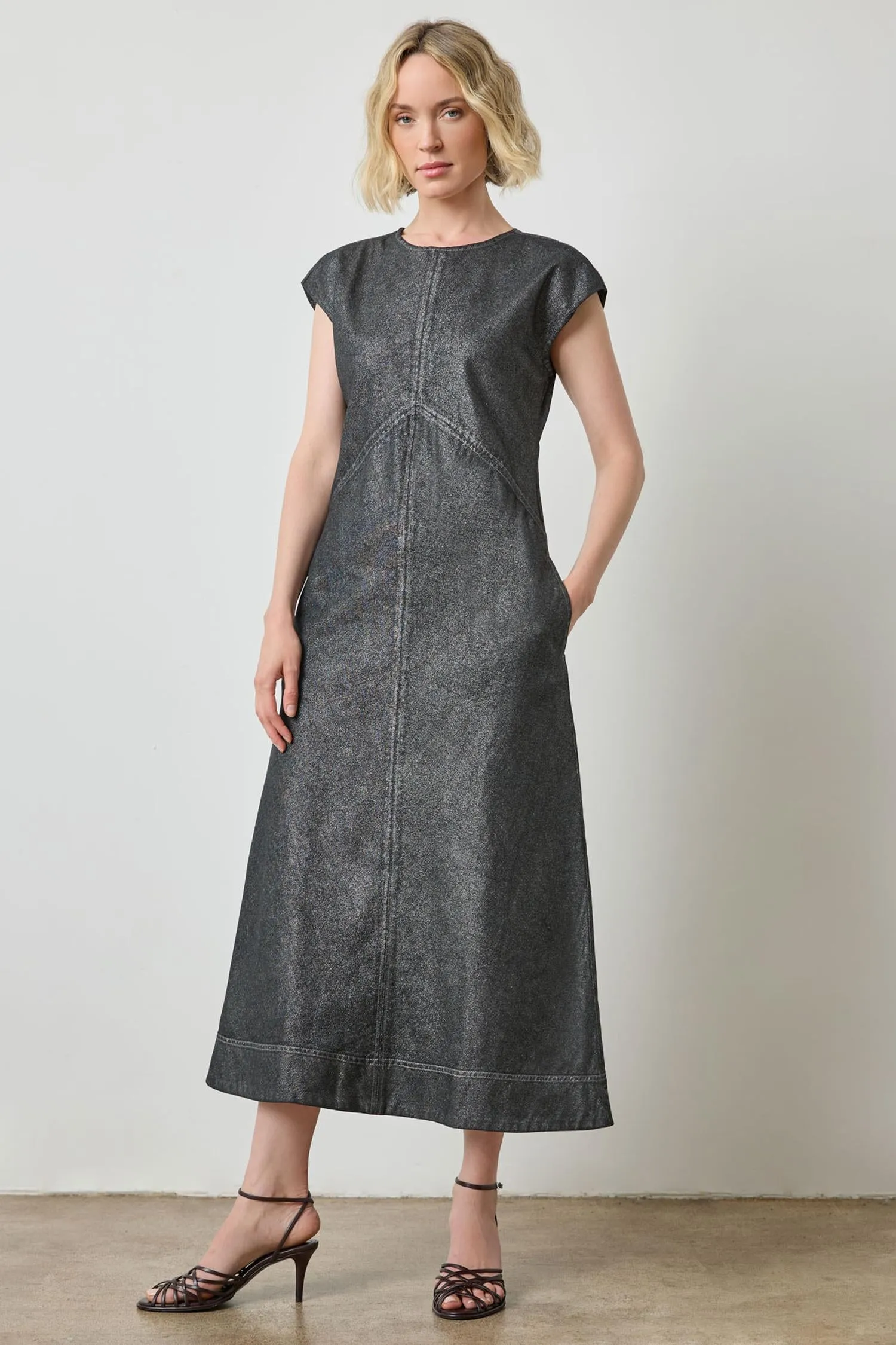 Metallic Seamed Maxi Dress sold by Lilla P product image thumbnail 2