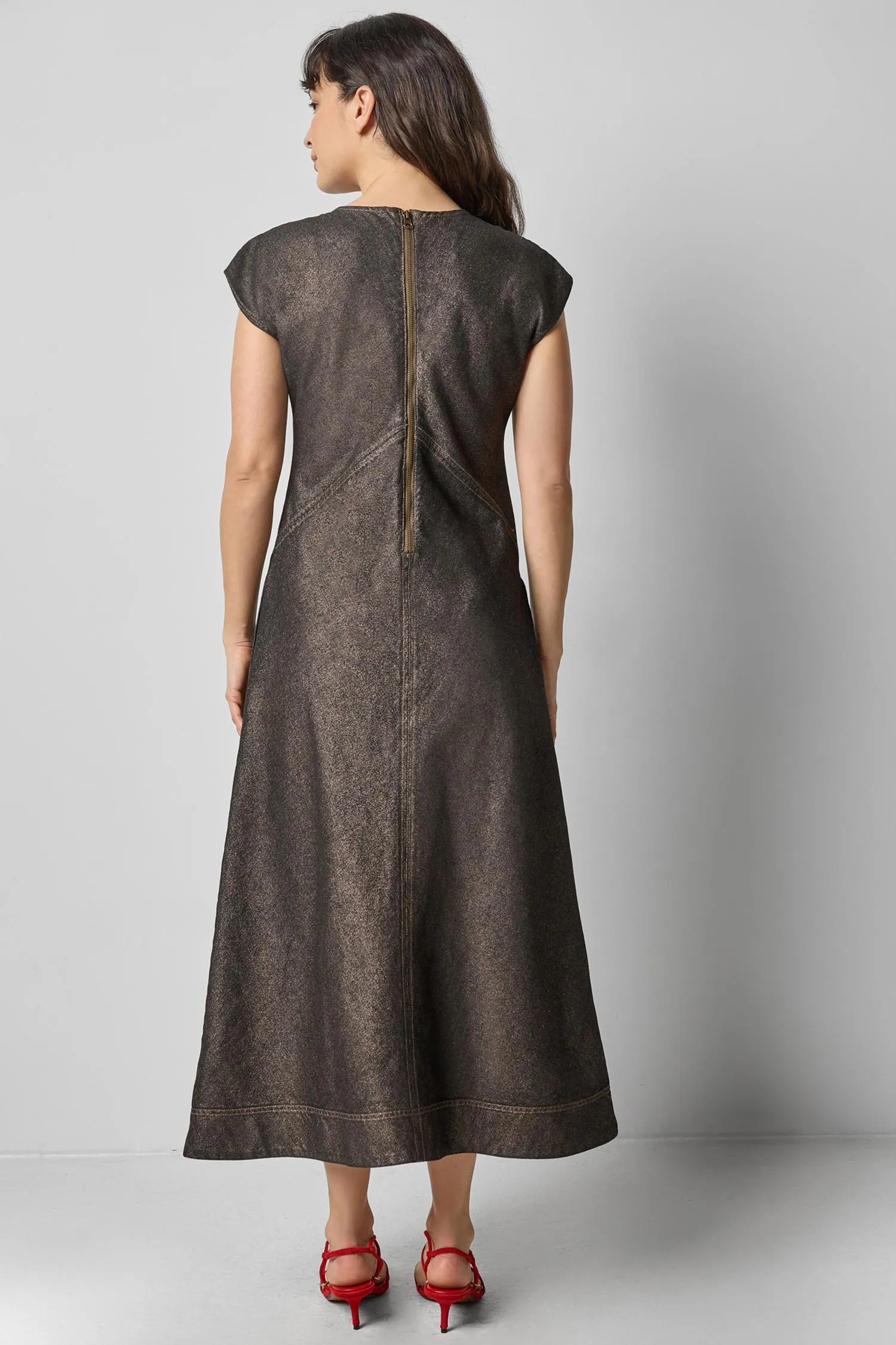 Metallic Seamed Maxi Dress sold by Lilla P product image thumbnail 5