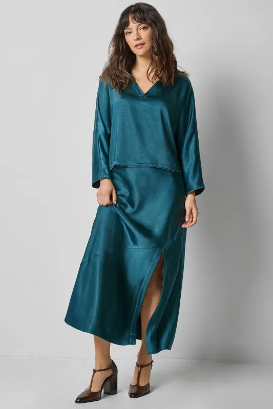 Satin Slit Front Skirt sold by Lilla P