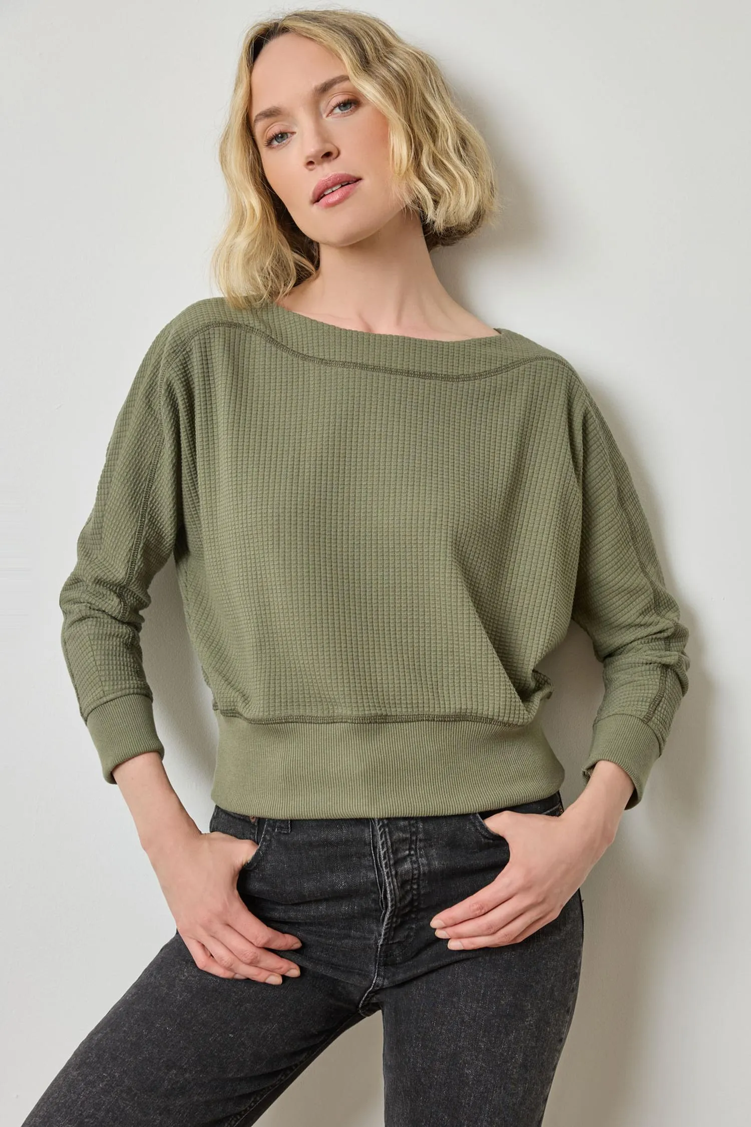 Rib Trim Seamed Top sold by Lilla P