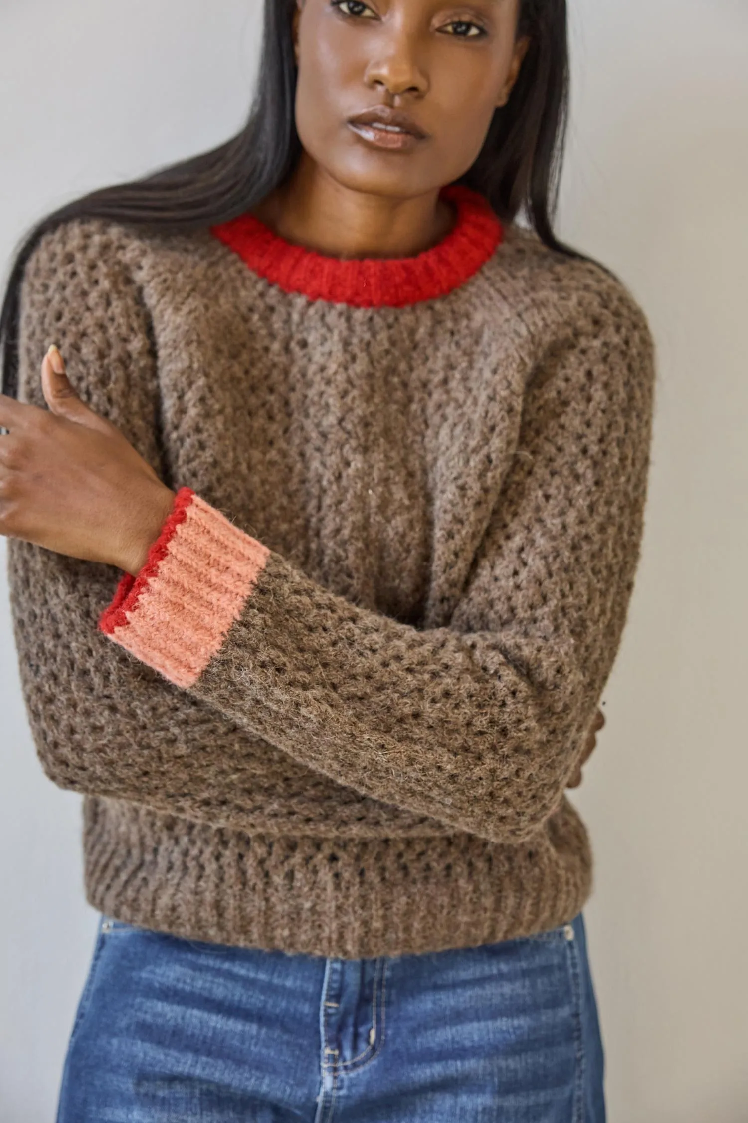 Contrast Trim Crewneck Sweater sold by Lilla P product image thumbnail 5