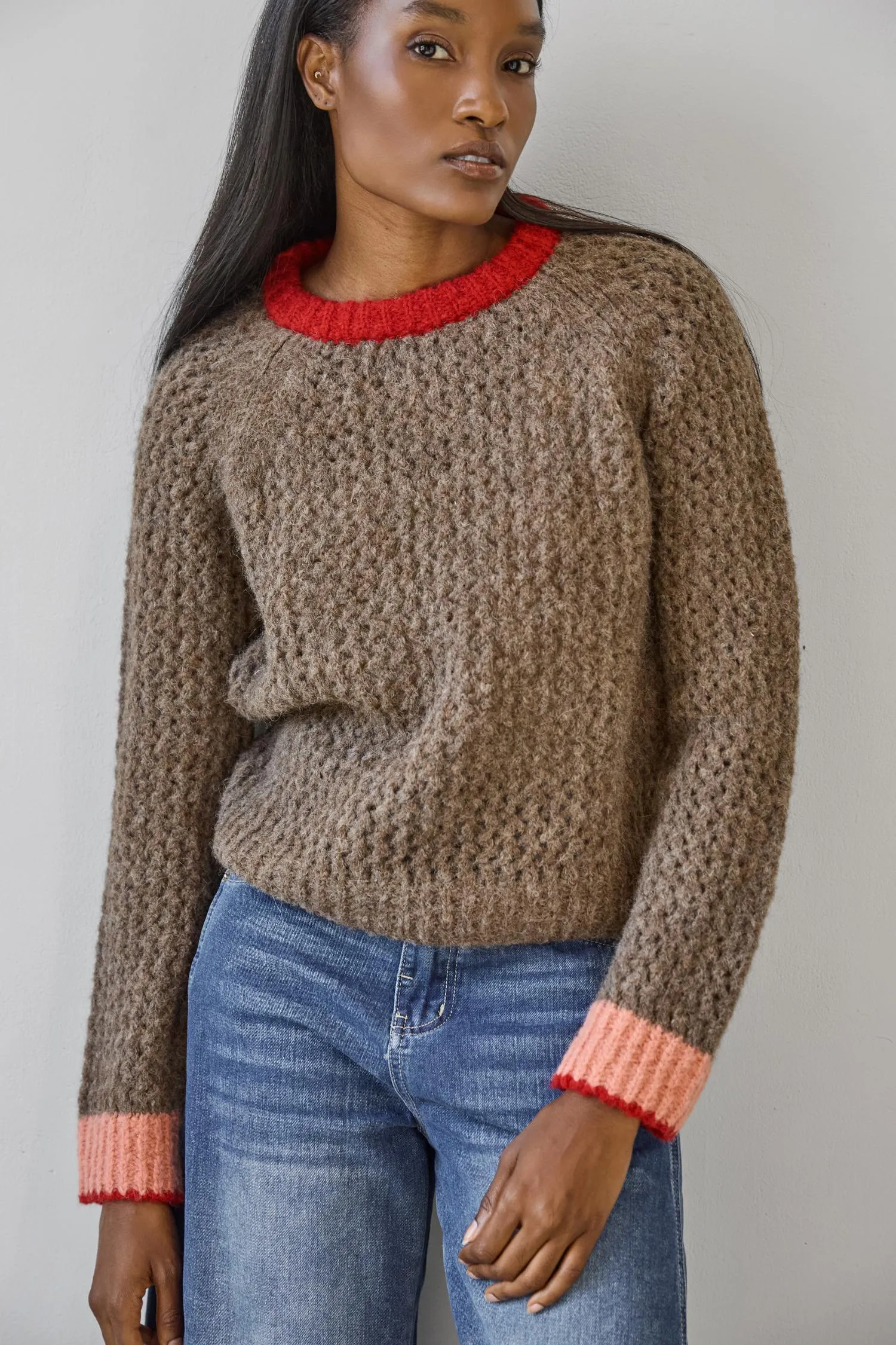Contrast Trim Crewneck Sweater sold by Lilla P product image thumbnail 3