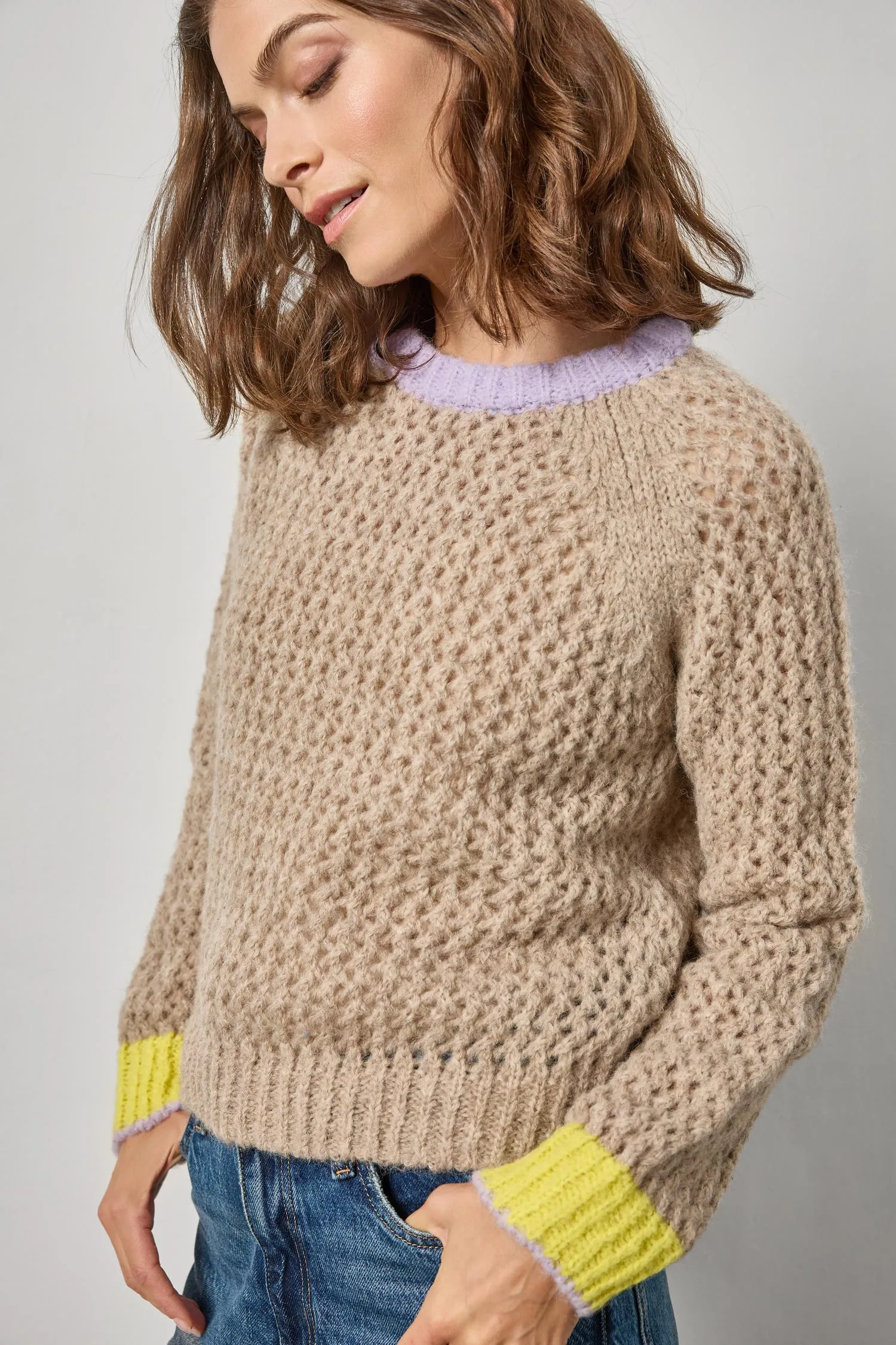 Contrast Trim Crewneck Sweater sold by Lilla P product image thumbnail 2