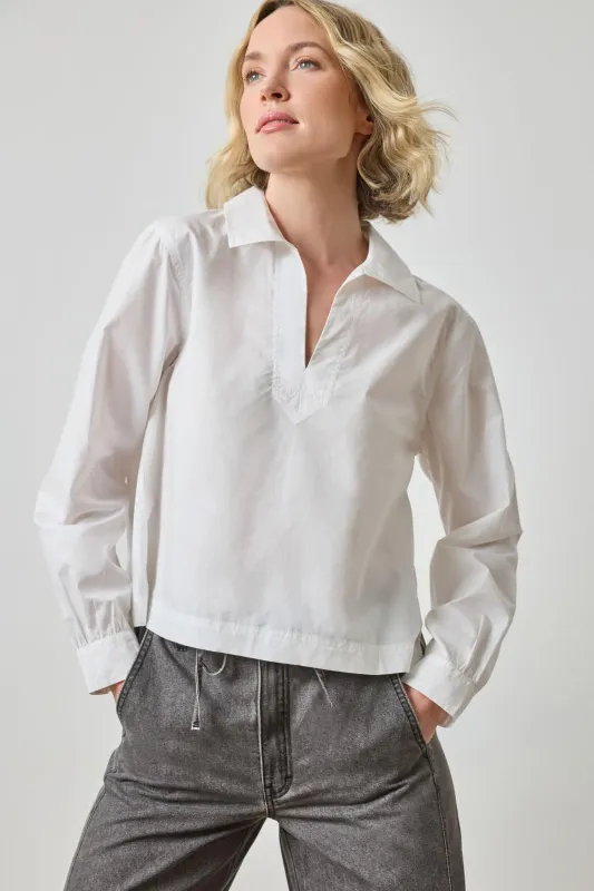 Striped Split Neck Collared Shirt sold by Lilla P