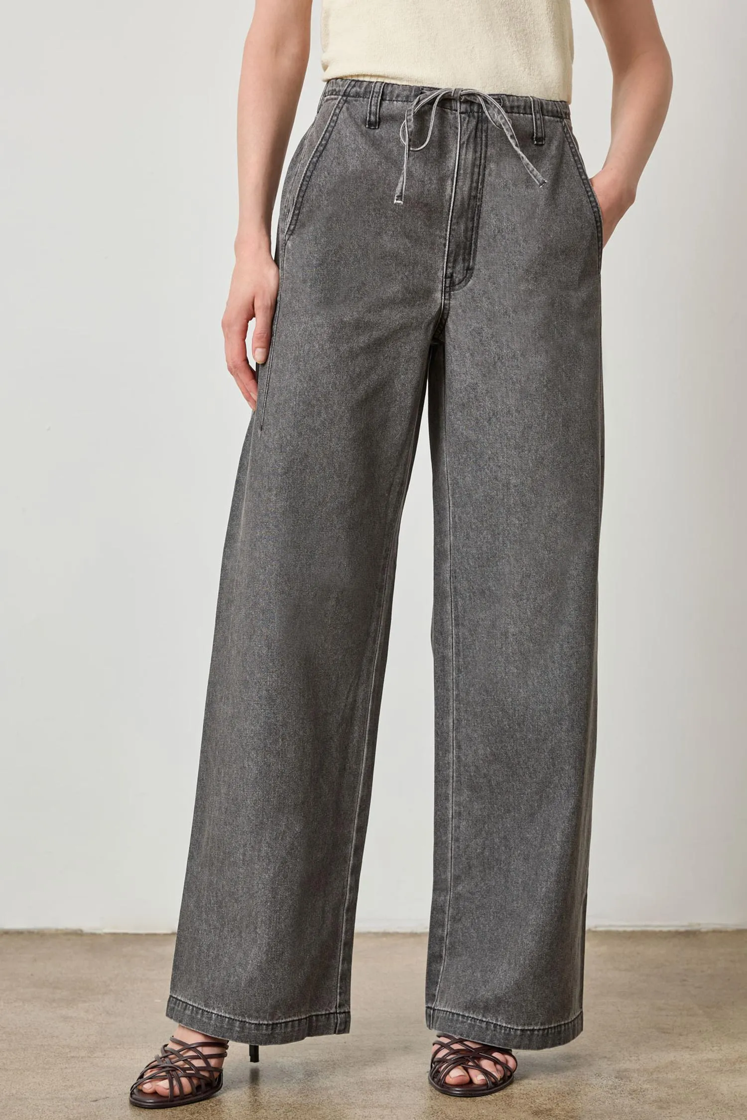 Denim Straight Leg Drawcord Pant sold by Lilla P product image thumbnail 5