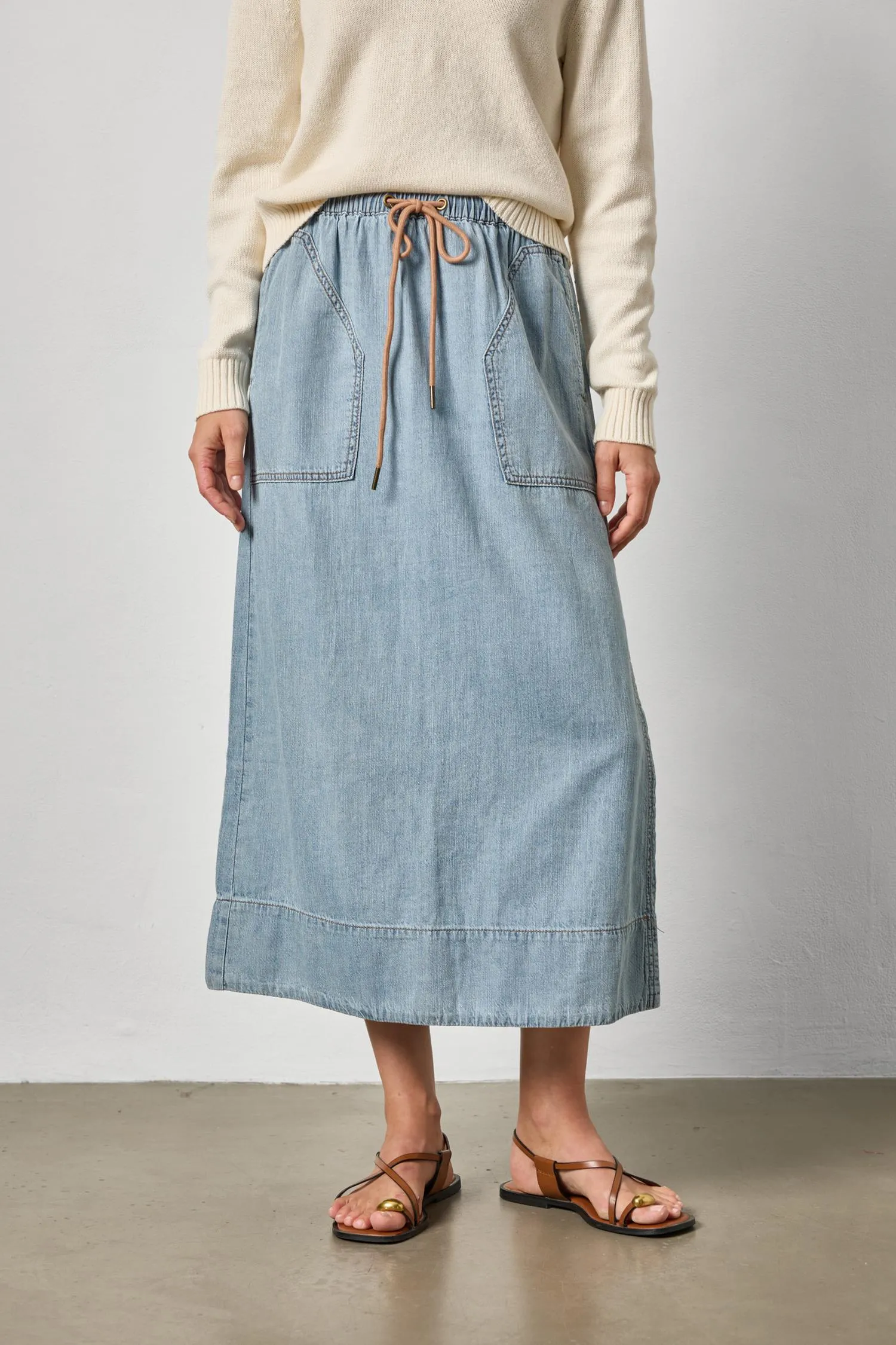 Denim Drawcord Skirt sold by Lilla P product image thumbnail 5