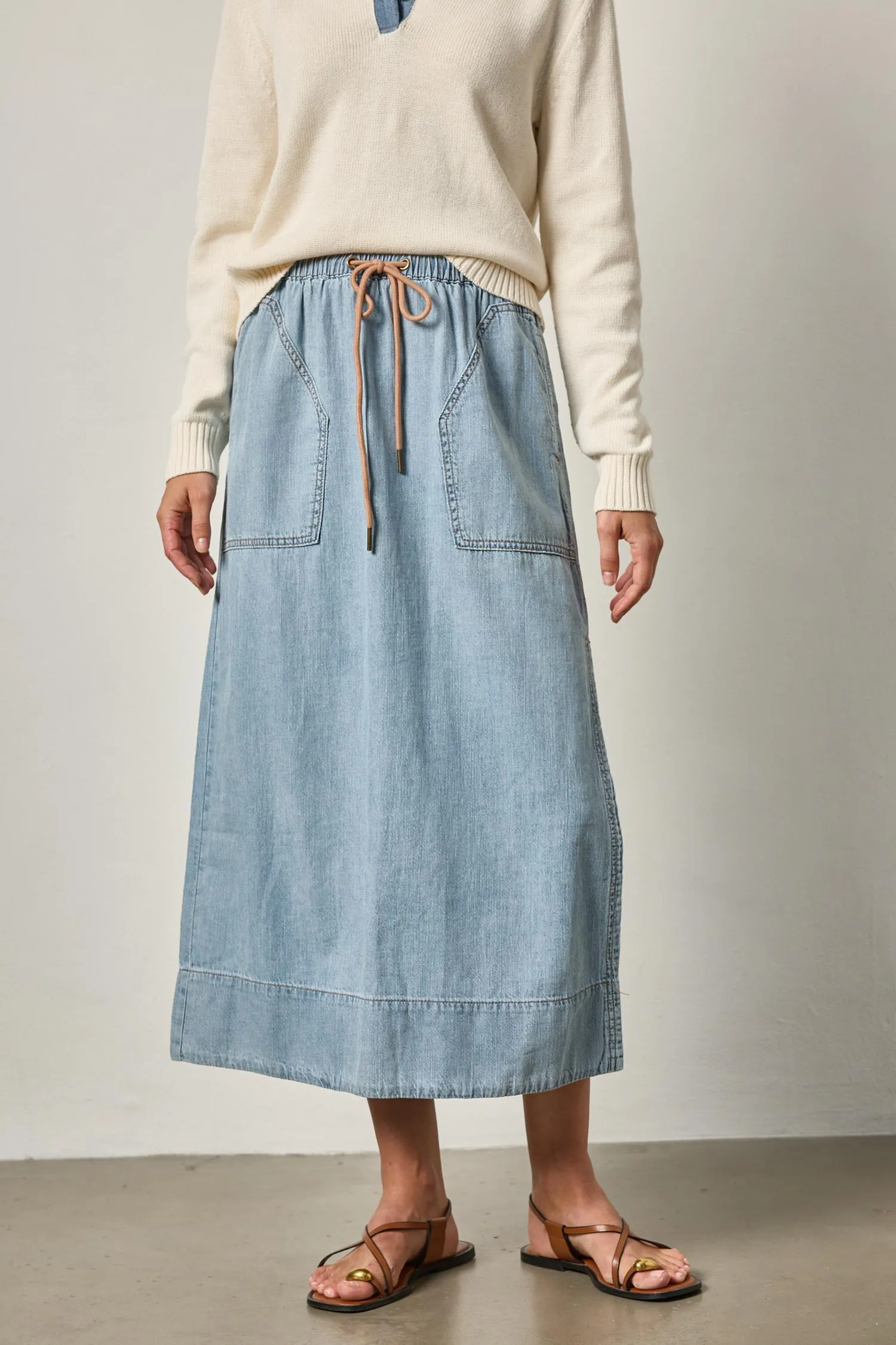 Denim Drawcord Skirt sold by Lilla P product image thumbnail 4