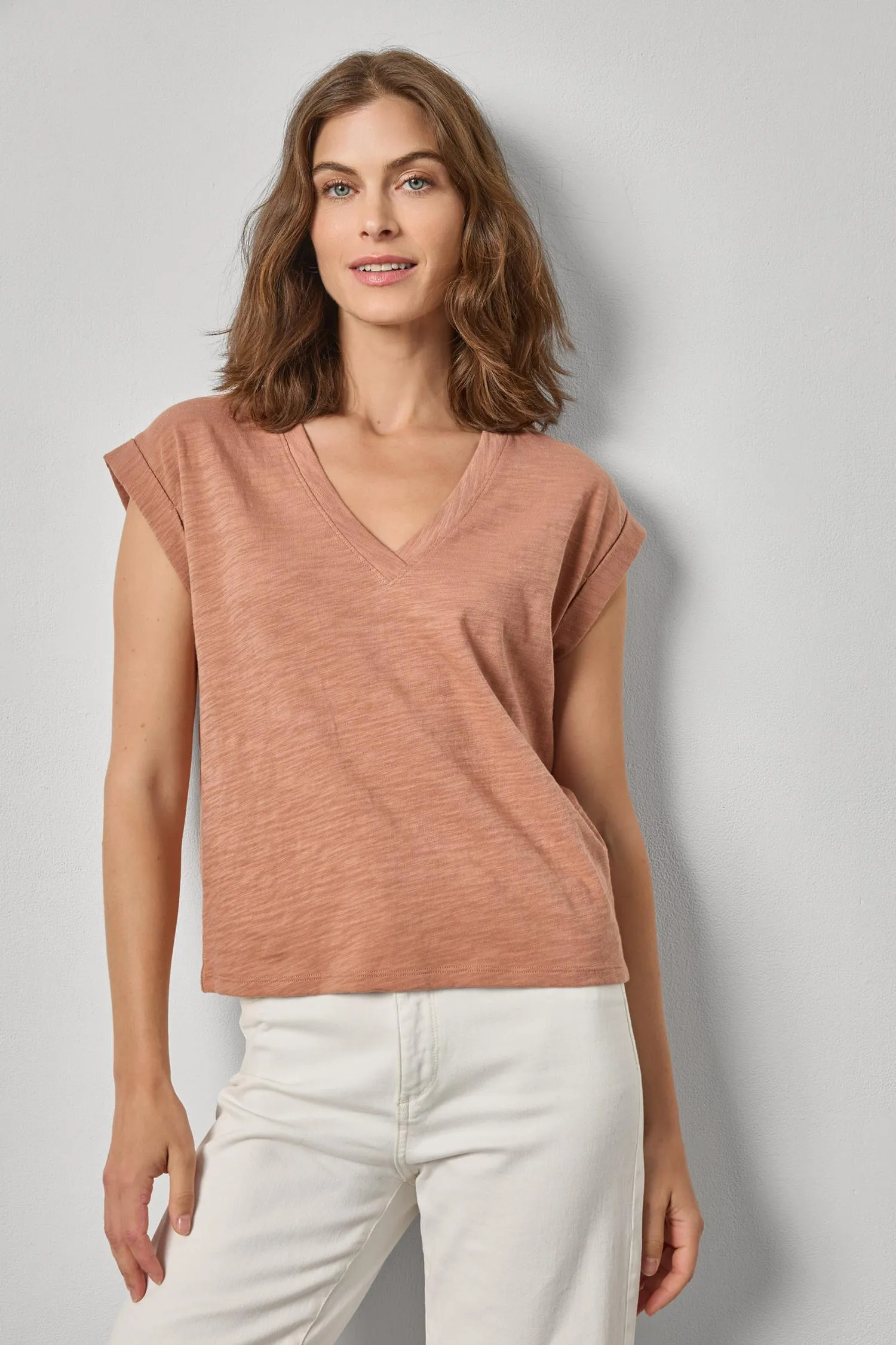 Cuffed Sleeve V-Neck sold by Lilla P product image thumbnail 5