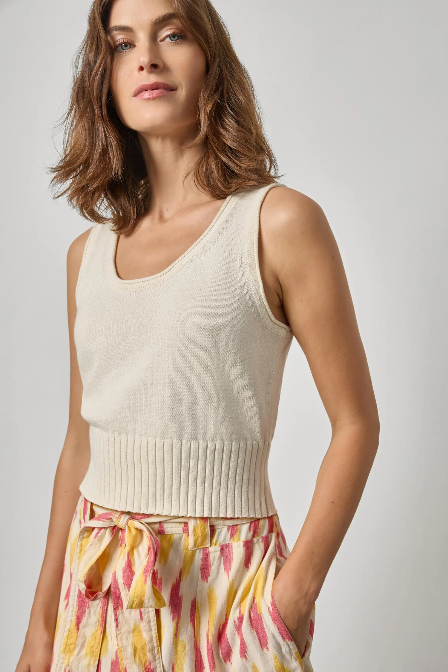 Cropped Scoop Tank Sweater sold by Lilla P product image thumbnail 3