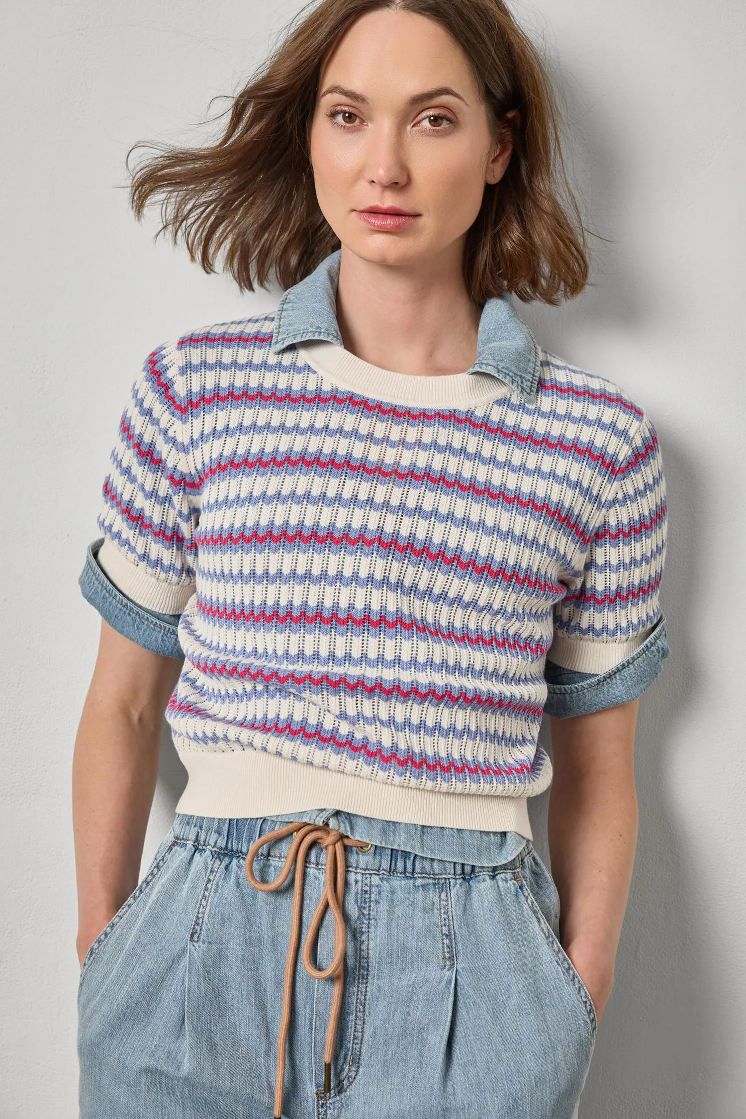 Novelty Stripe Crewneck Sweater sold by Lilla P product image thumbnail 5