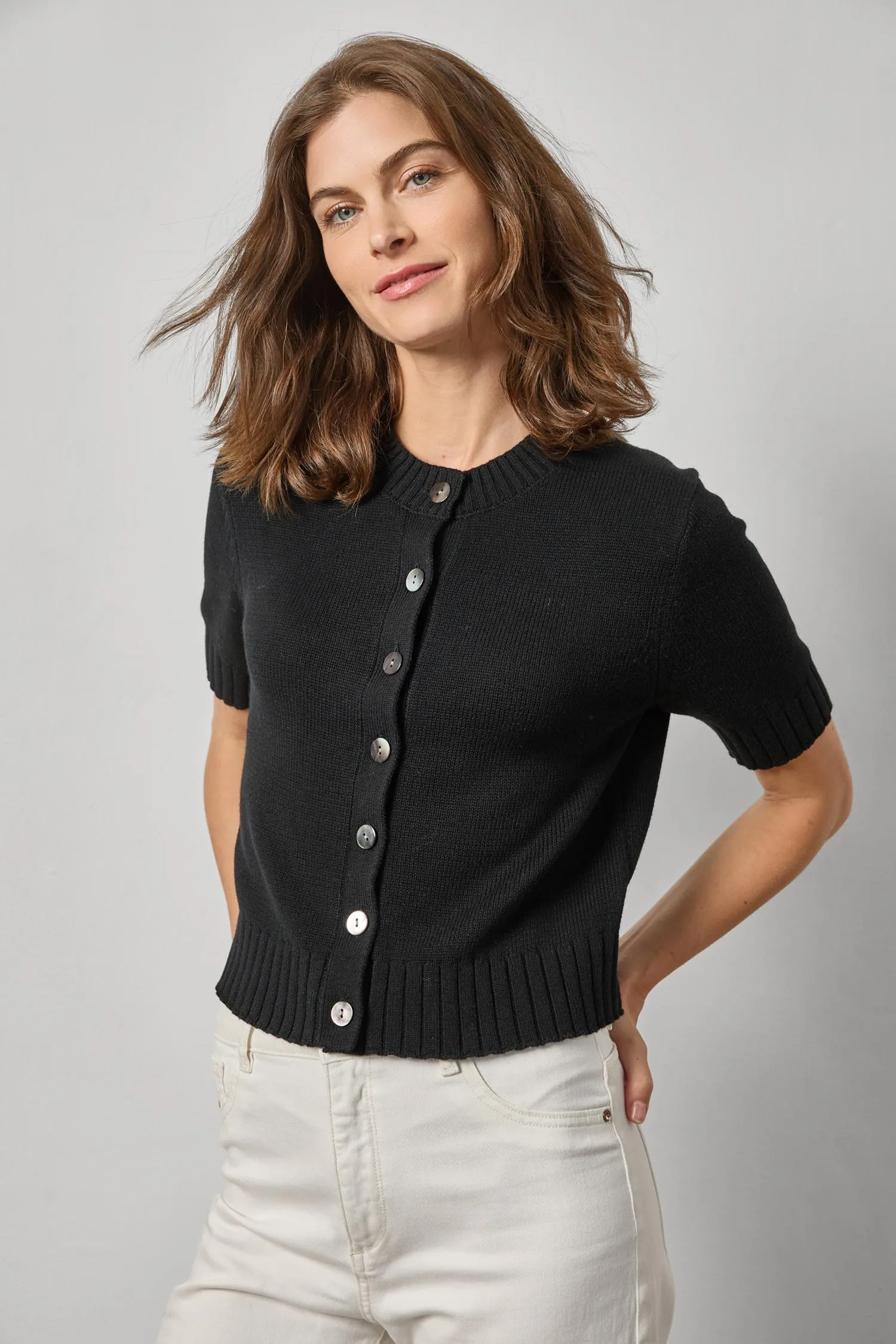 Elbow Sleeve Button Cardigan sold by Lilla P product image thumbnail 3