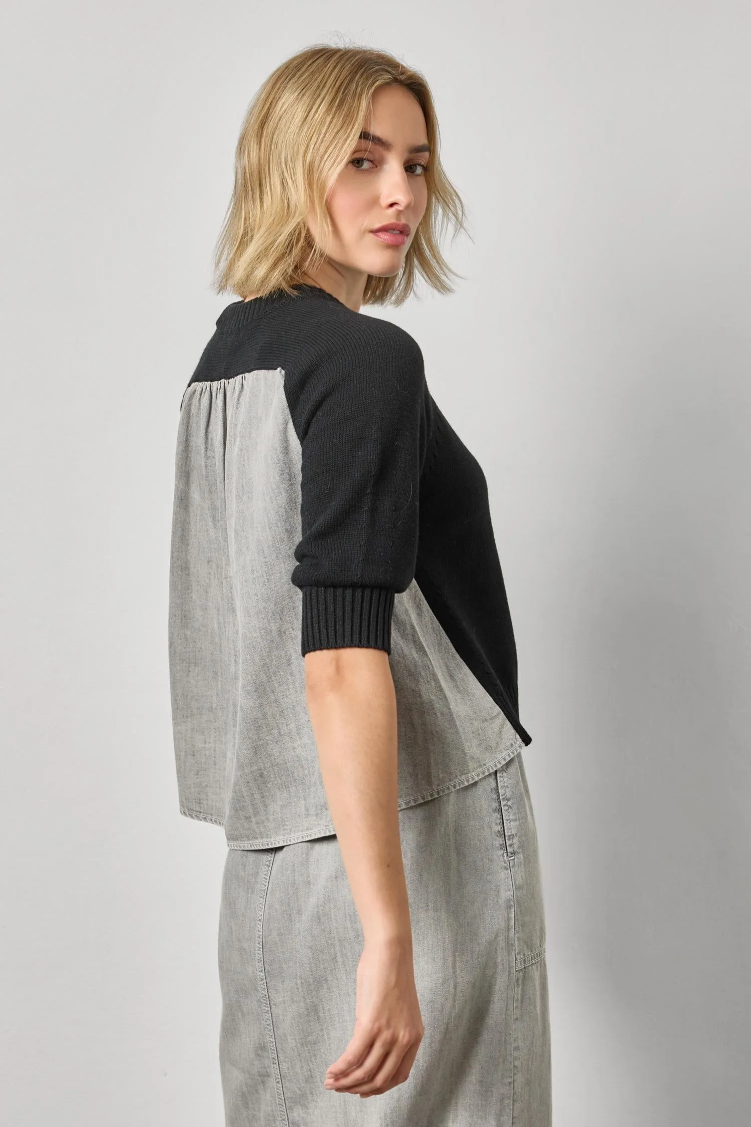 Denim Elbow Sleeve Sweater sold by Lilla P product image thumbnail 4