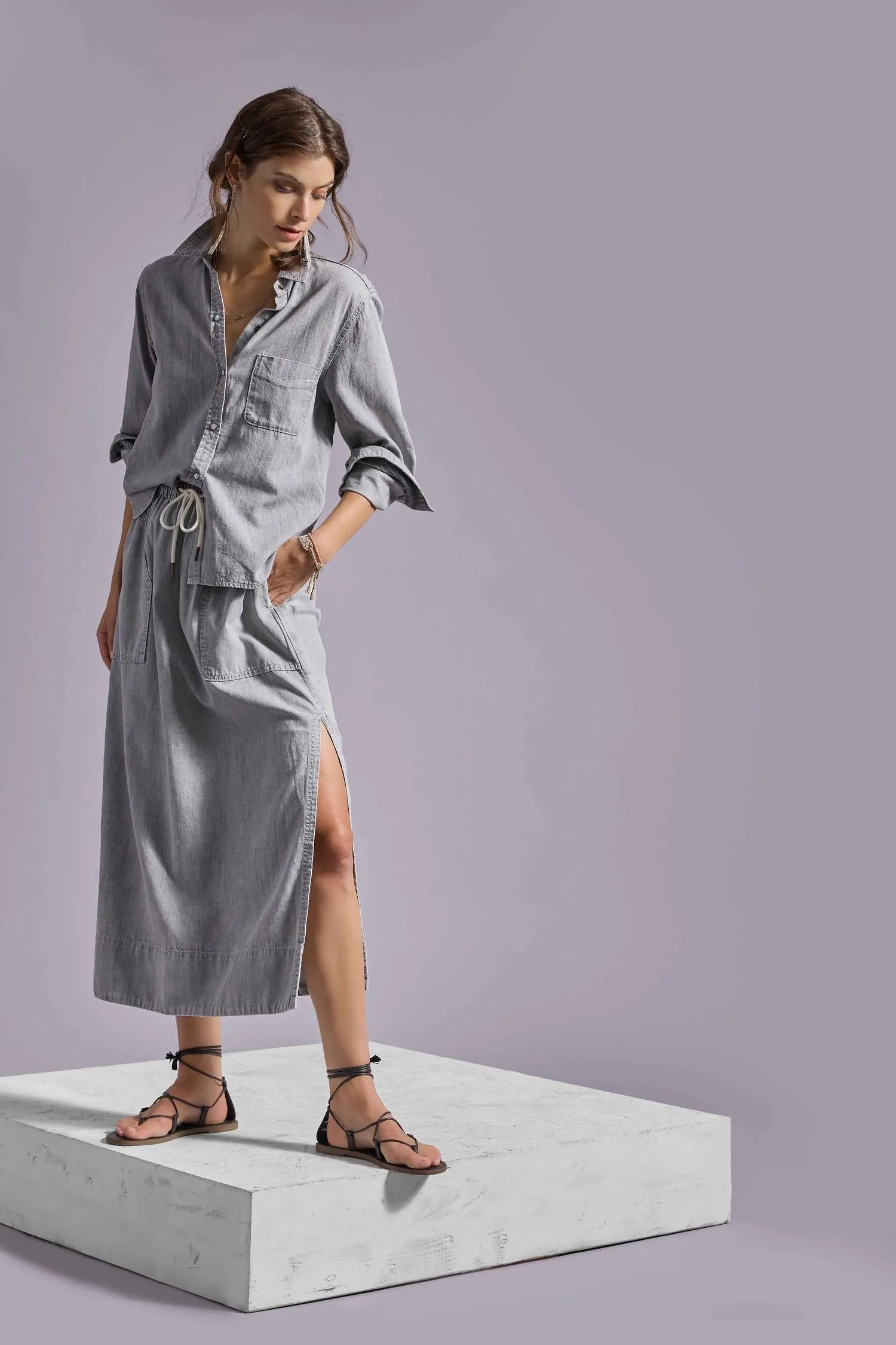 Denim Drawcord Skirt sold by Lilla P product image thumbnail 5