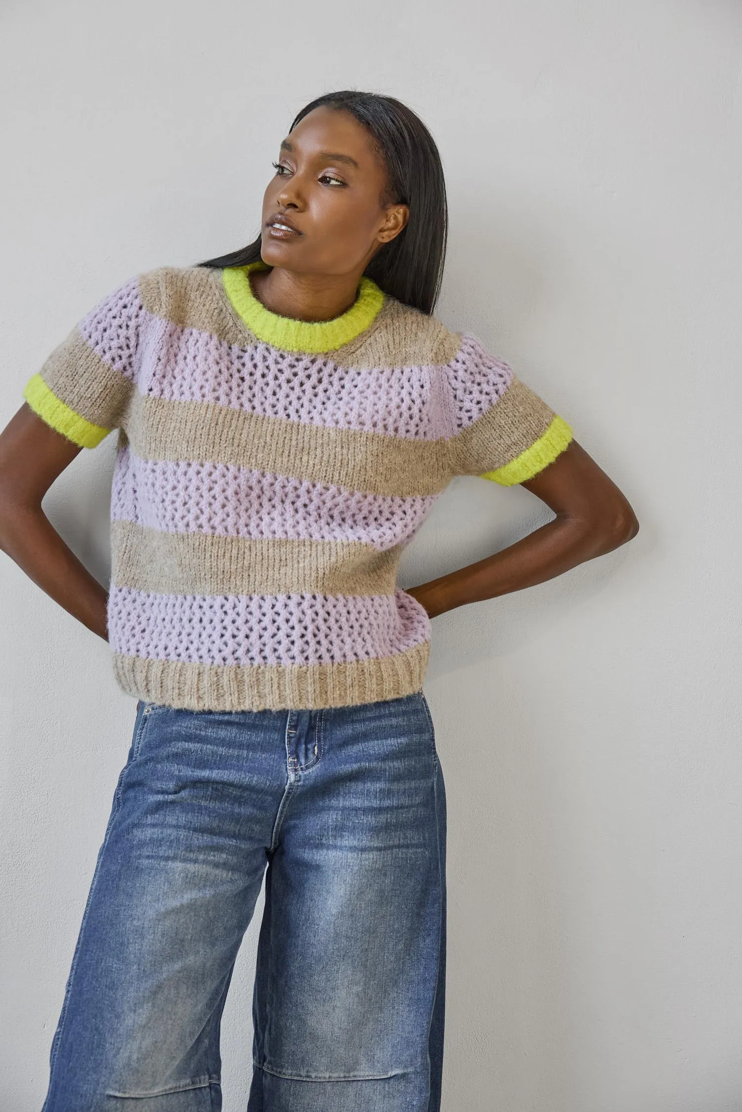 Short Sleeve Stripe Sweater sold by Lilla P product image thumbnail 2