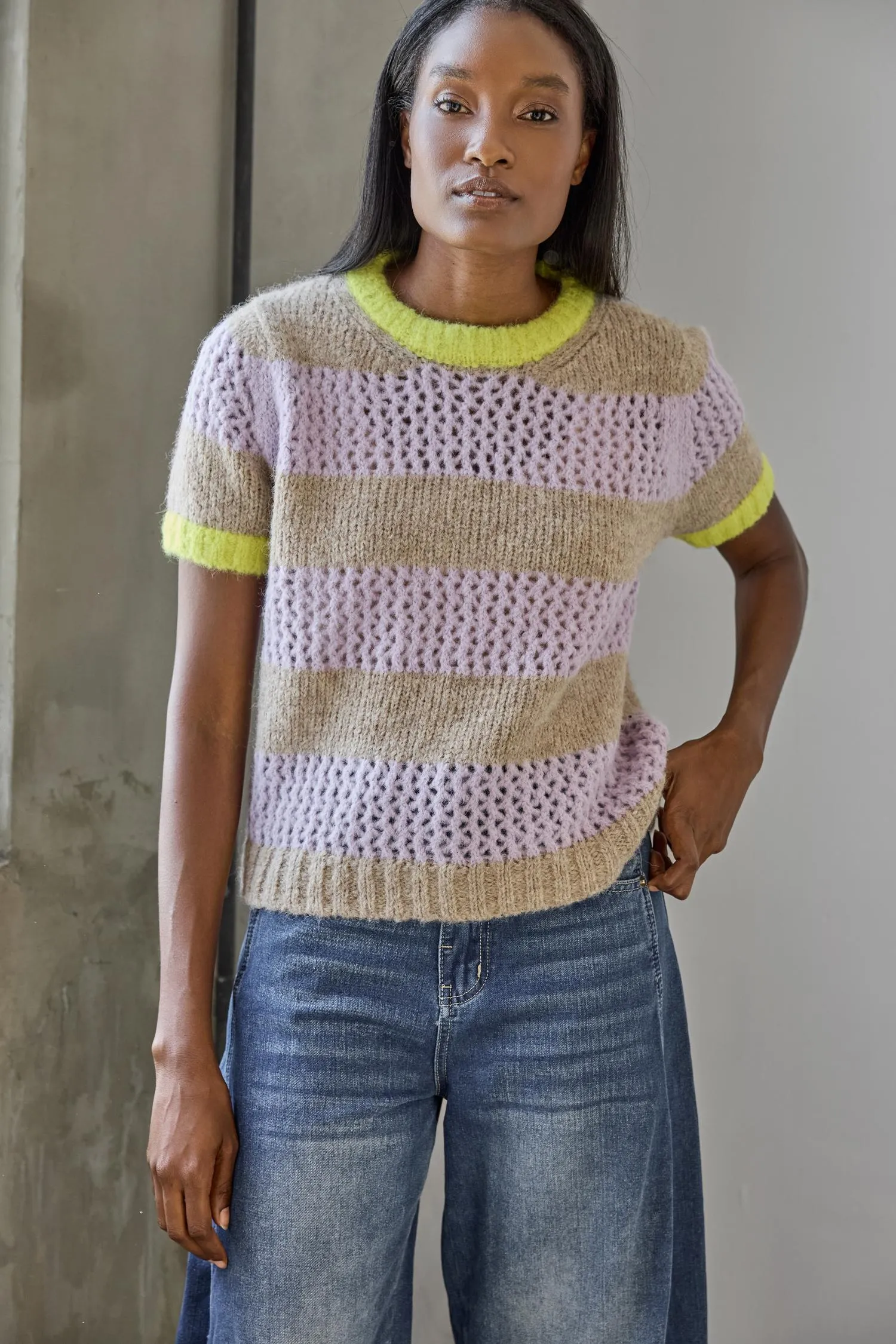 Short Sleeve Stripe Sweater sold by Lilla P product image thumbnail 4