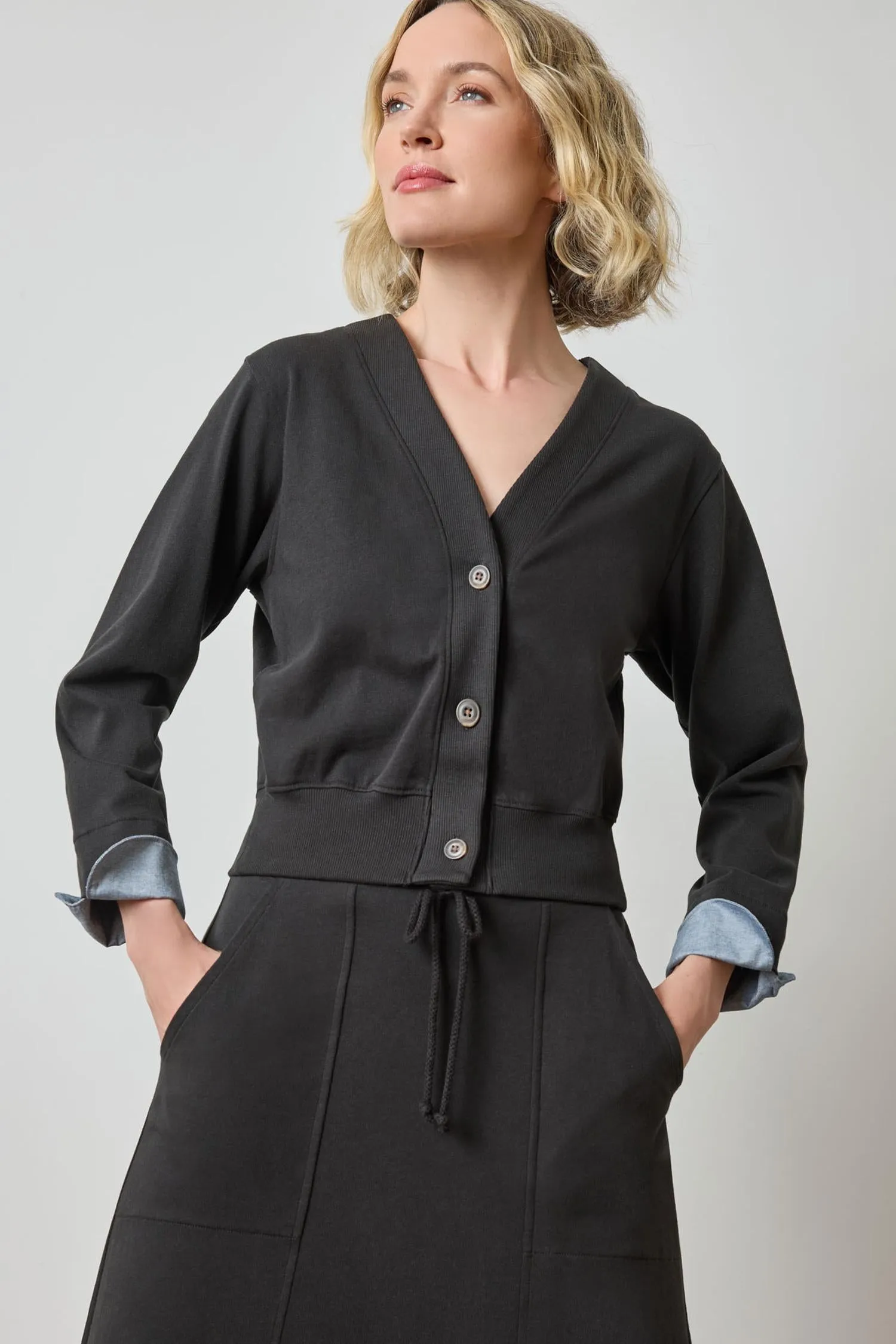 Rib Trim V-Neck Cardigan sold by Lilla P product image thumbnail 2