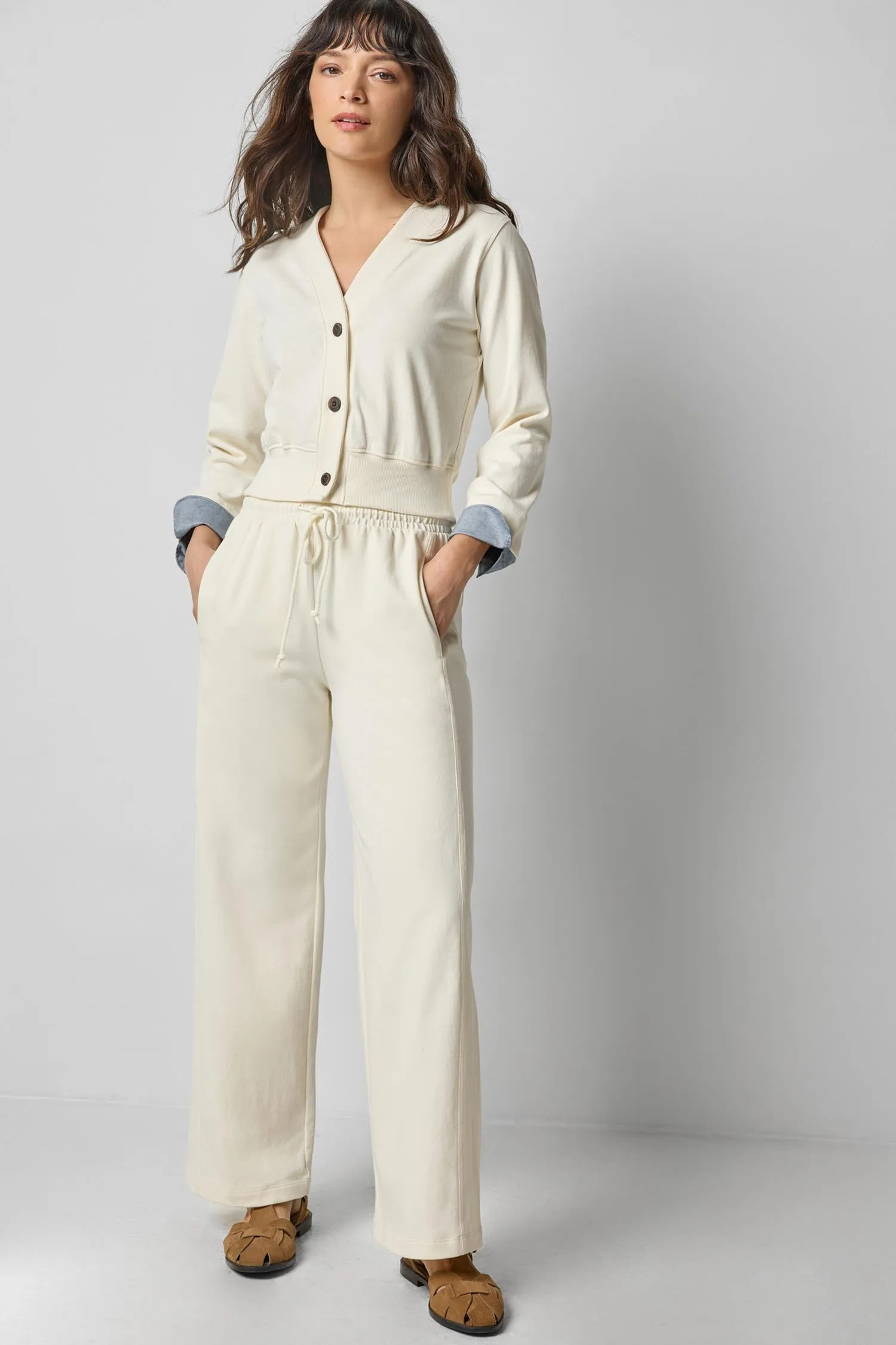 Rib Trim V-Neck Cardigan sold by Lilla P product image thumbnail 5