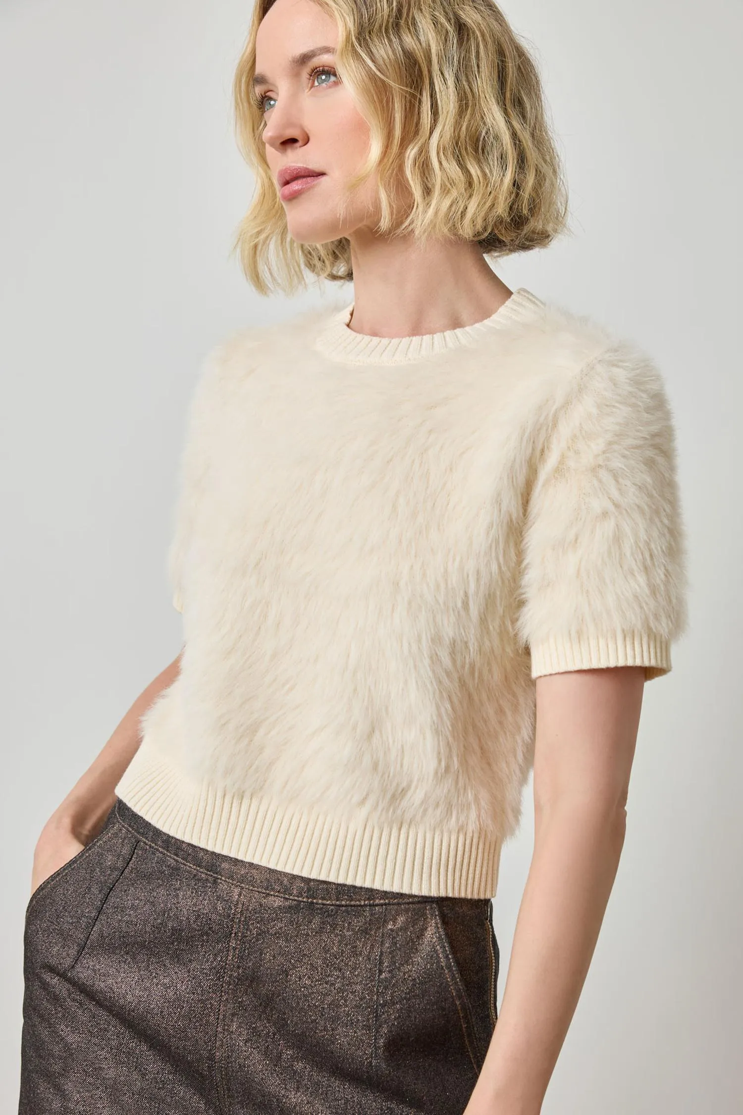 Short Sleeve Brushed Crewneck sold by Lilla P product image thumbnail 4