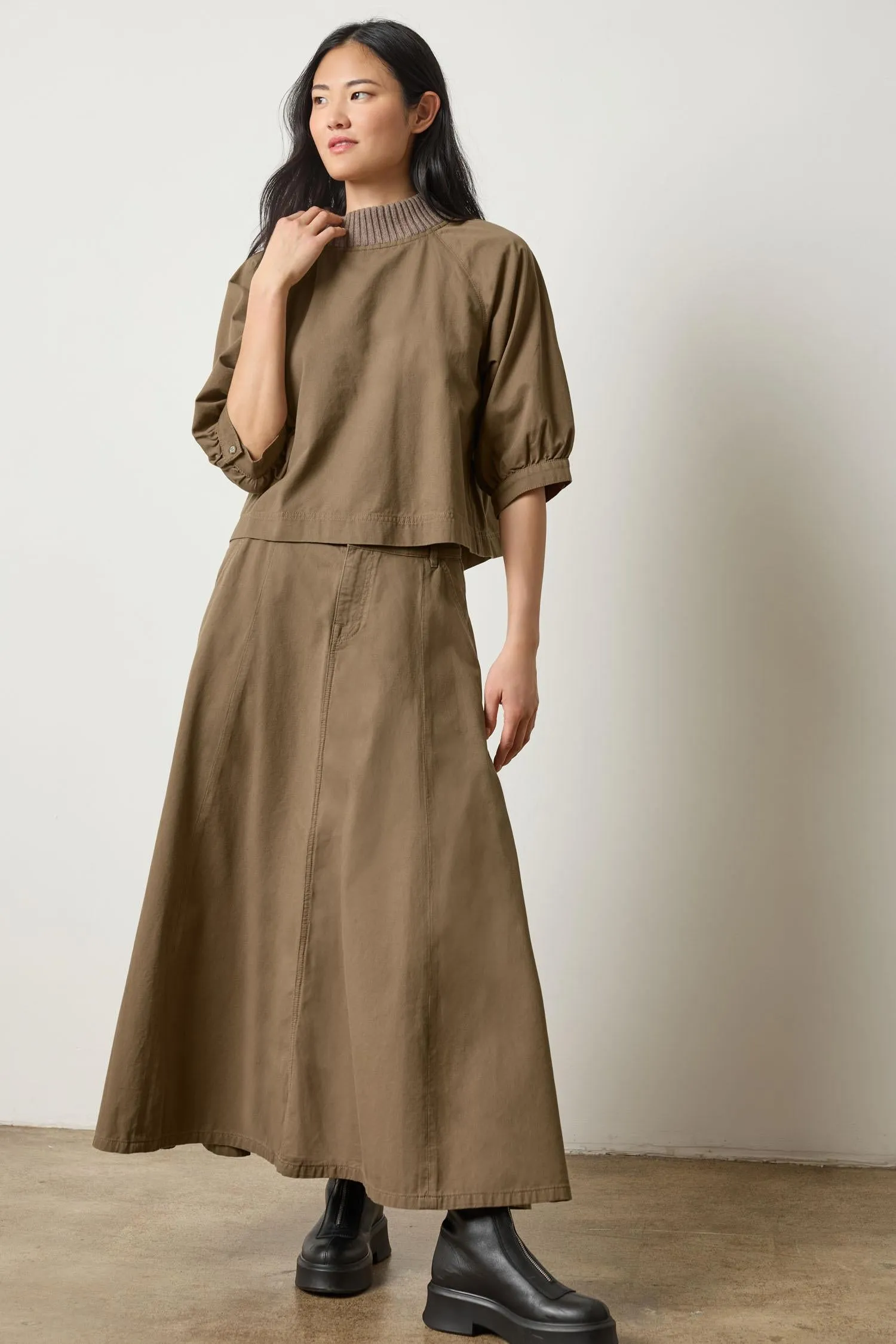 Knit Collar Twill Top sold by Lilla P